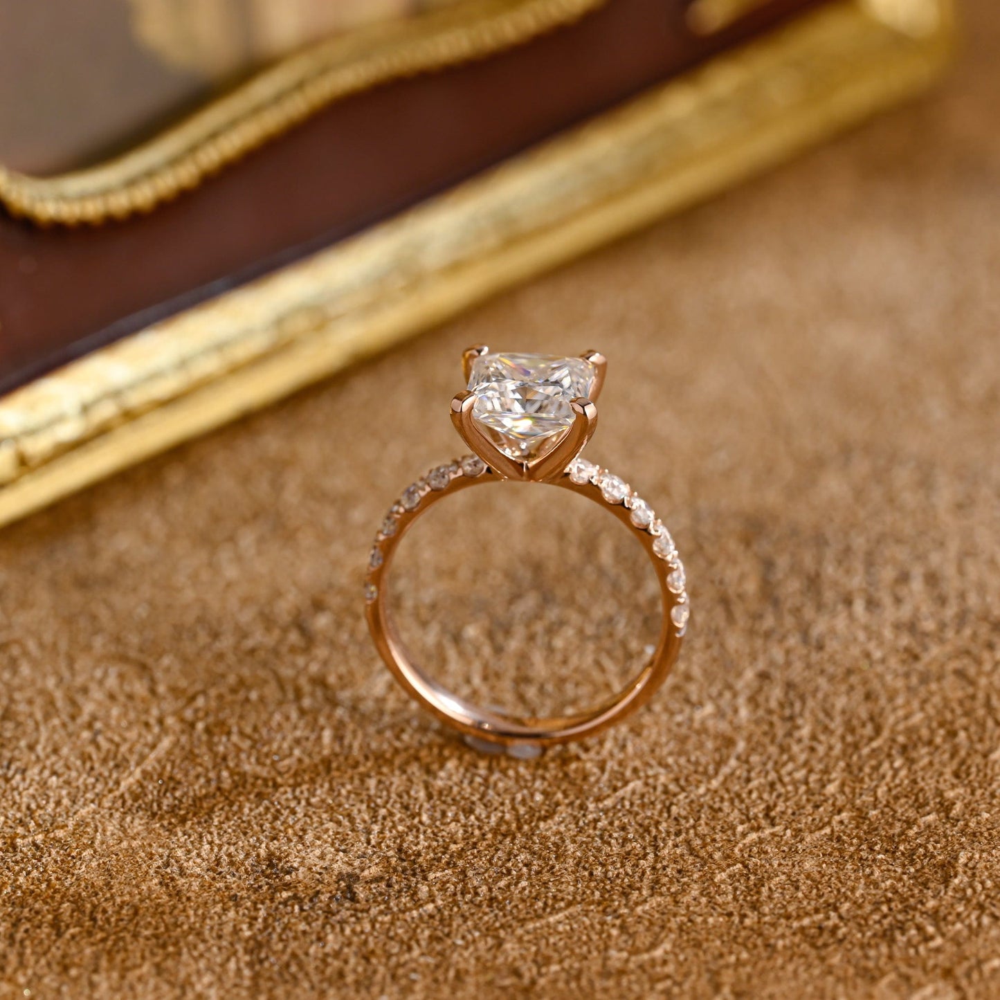 CausYou princess cut diamond engagement ring CausYou Solid Gold D/VS1 Princess Cut Lab Grown Diamond Ring, Pave Engagement Ring, Bridal Wedding Ring