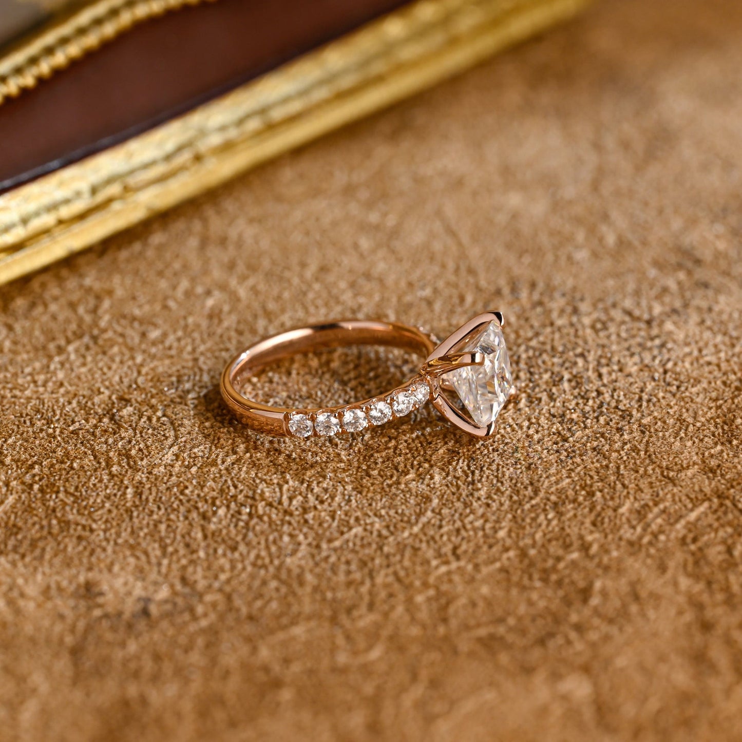 CausYou princess cut diamond engagement ring CausYou Solid Gold D/VS1 Princess Cut Lab Grown Diamond Ring, Pave Engagement Ring, Bridal Wedding Ring