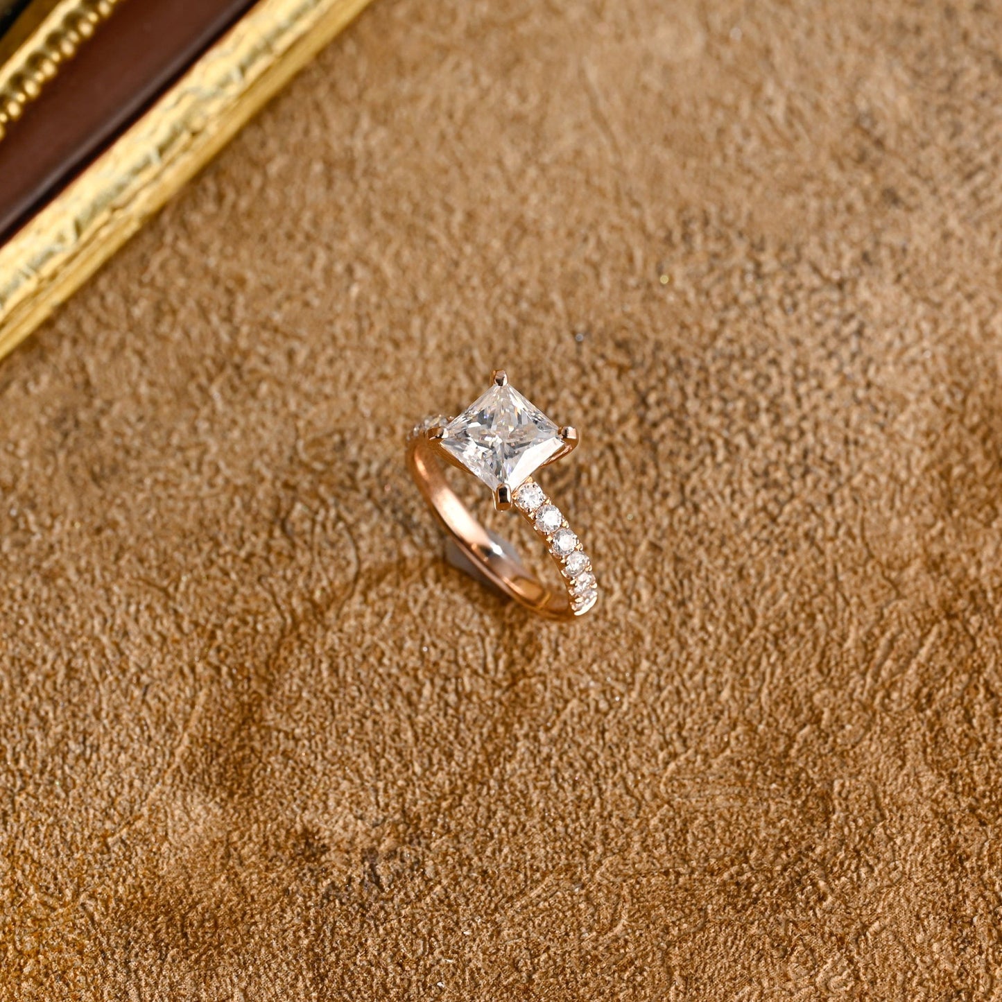 CausYou princess cut diamond engagement ring CausYou Solid Gold D/VS1 Princess Cut Lab Grown Diamond Ring, Pave Engagement Ring, Bridal Wedding Ring