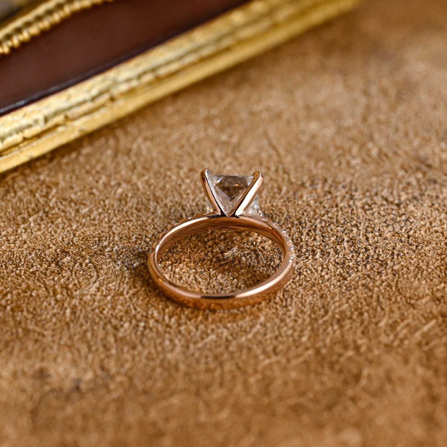 CausYou princess cut diamond engagement ring CausYou Solid Gold D/VS1 Princess Cut Lab Grown Diamond Ring, Pave Engagement Ring, Bridal Wedding Ring