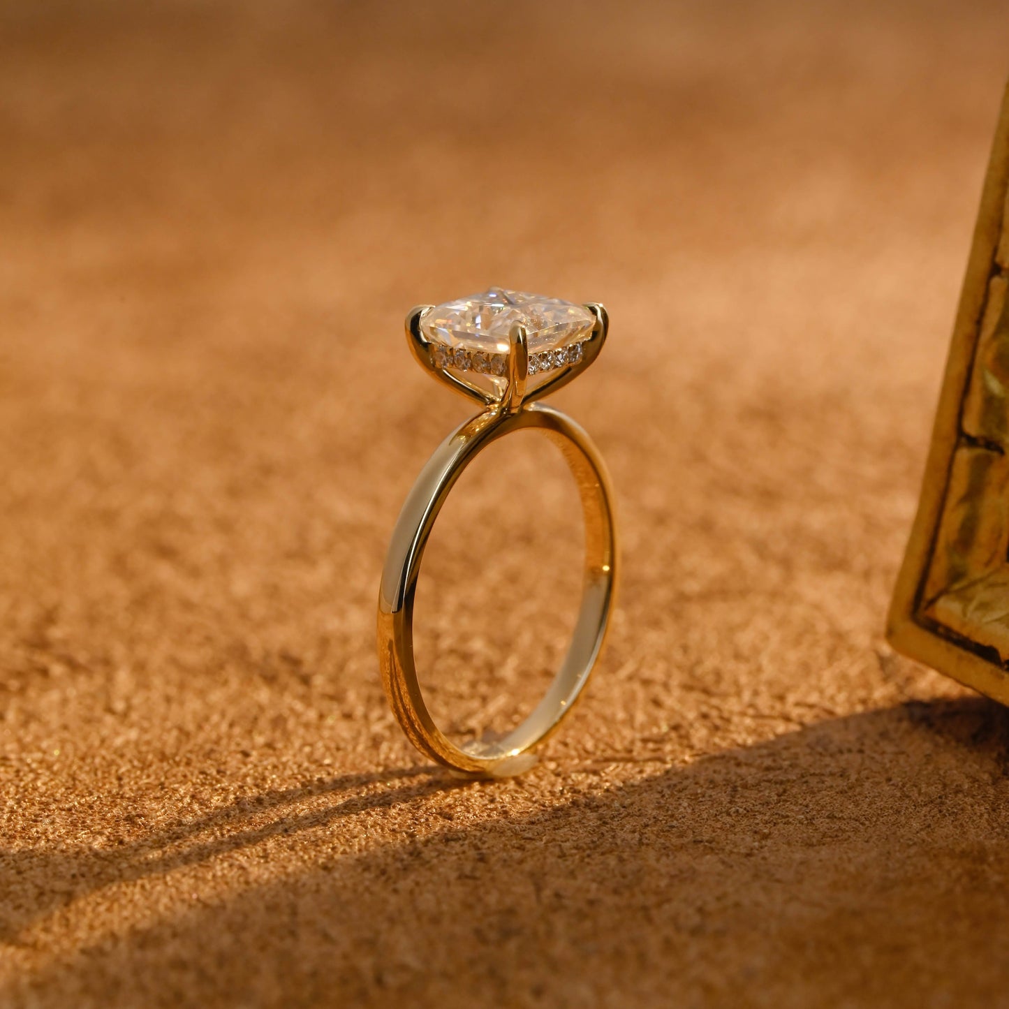 CausYou princess cut diamond engagement ring CausYou Solid Gold D/VS1 Princess Cut Lab Grown Diamond Wedding Ring, Hidden Halo Engagement Bridal Ring for Her