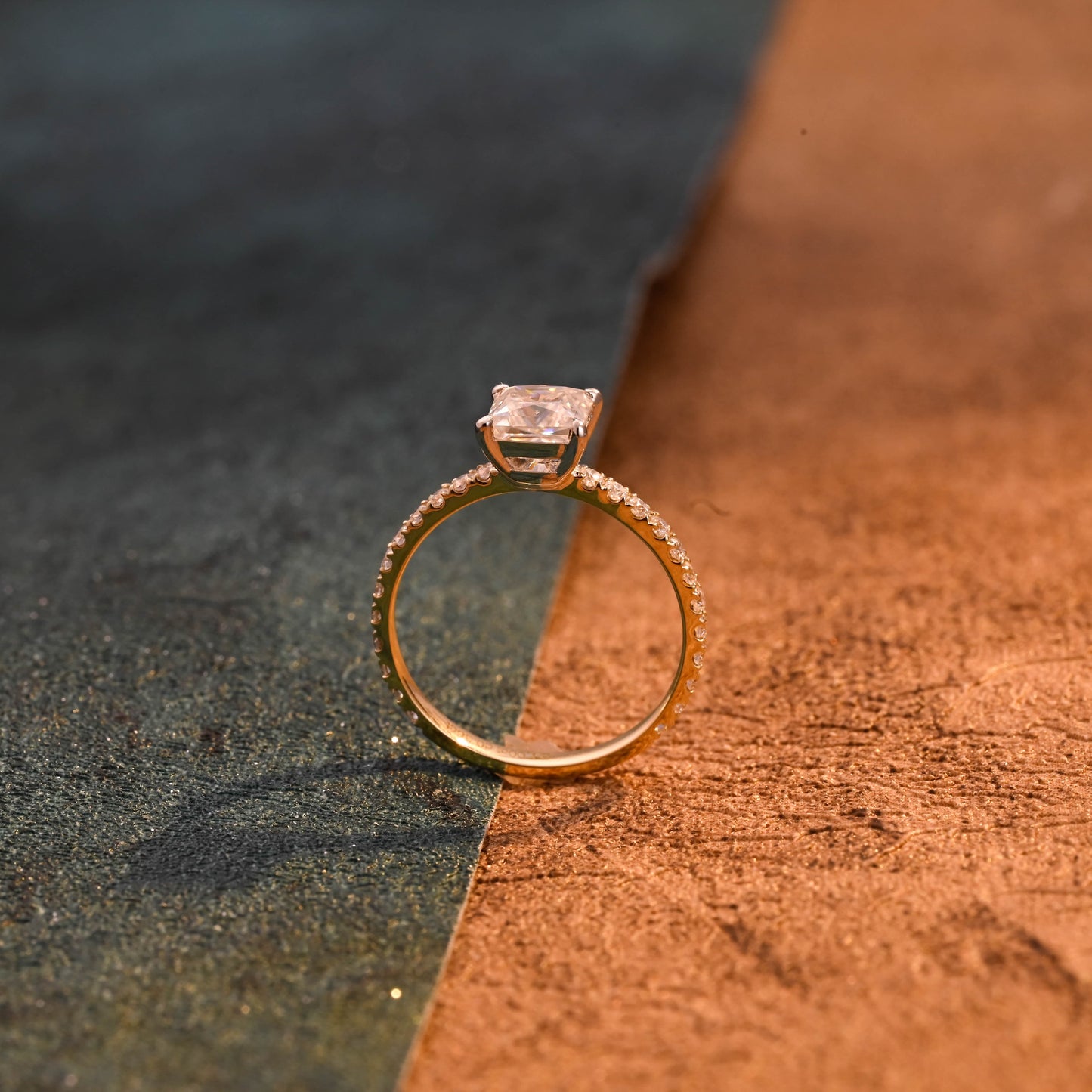 CausYou princess cut diamond engagement ring CausYou Solid Gold D/VS1 Two Tone Princess Cut Lab Grown Diamond Engagement Ring, Pave Wedding Bridal Ring
