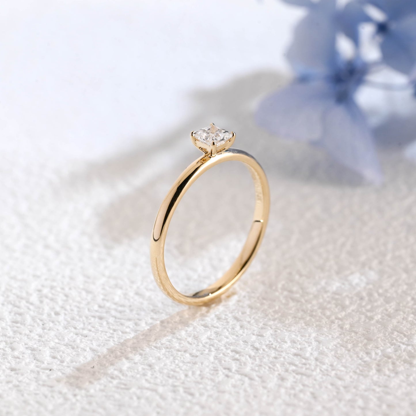 CausYou princess cut diamond engagement ring Solid Gold Solitaire Princess Cut Lab Diamond Toi et Moi Engagement Ring | D Color VS1 IGI Certified