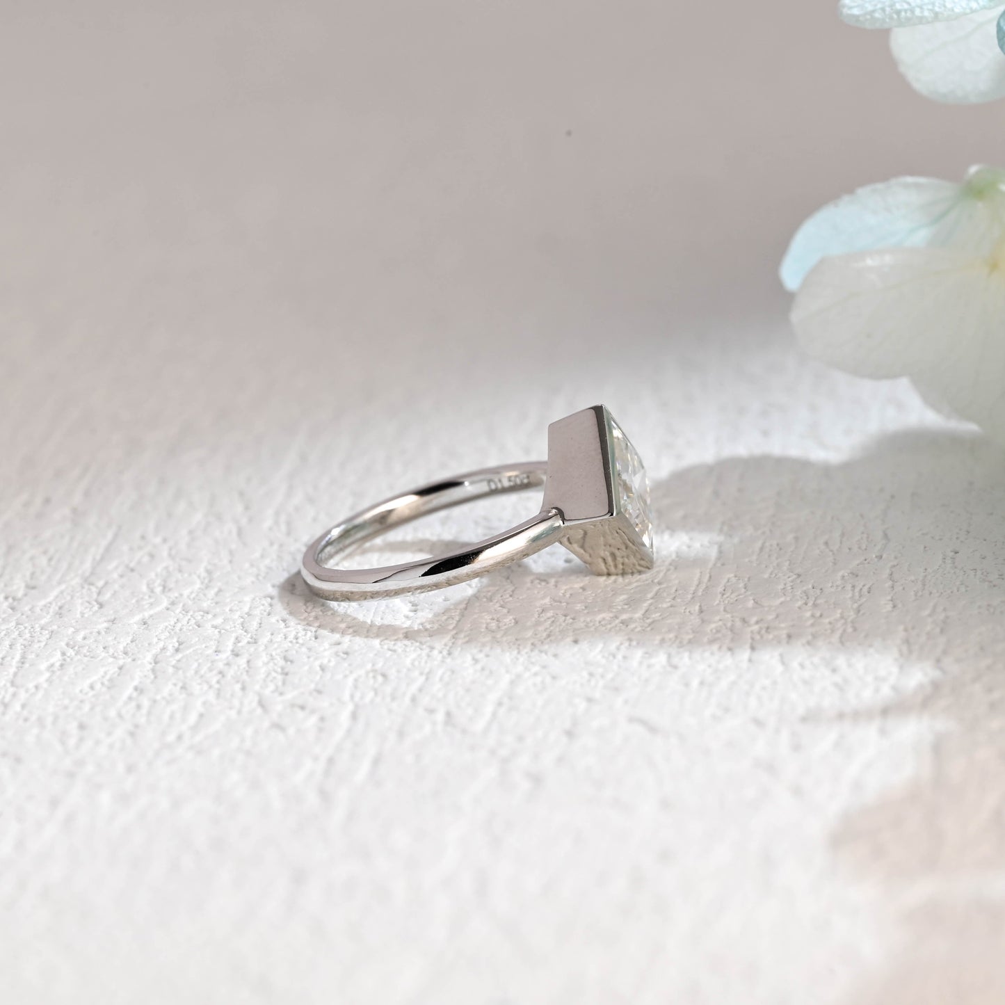 CausYou princess cut moissanite engagement ring CausYou Solid Gold Crushed Ice Princess Cut Moissanite Engagement Ring Bezel Ring, Solitaire Square Promise Ring, Gift for Women Wife