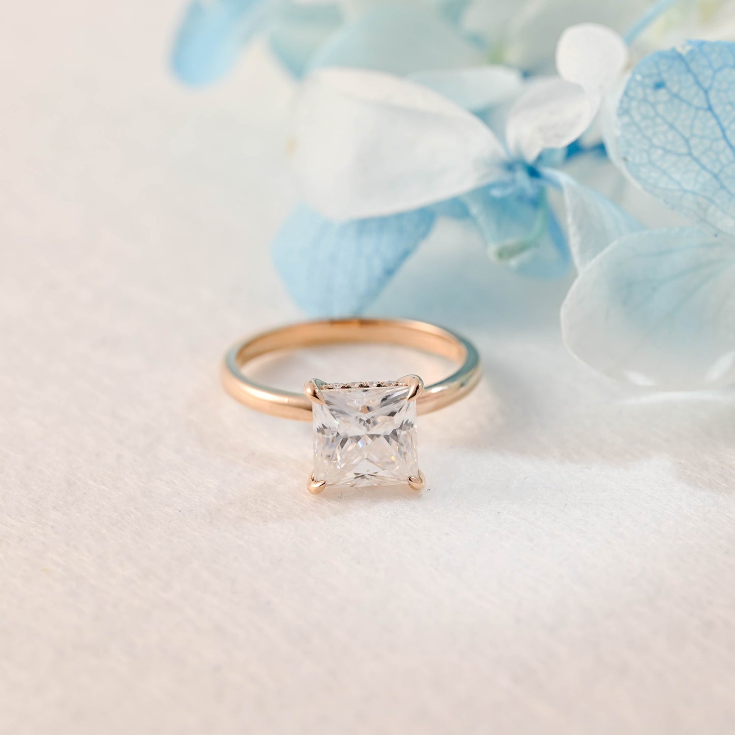CausYou princess cut moissanite engagement ring CausYou Solid Gold Princess Moissanite Engagement Ring, Hidden Halo Square Cut Wedding Ring Promise Ring for Women