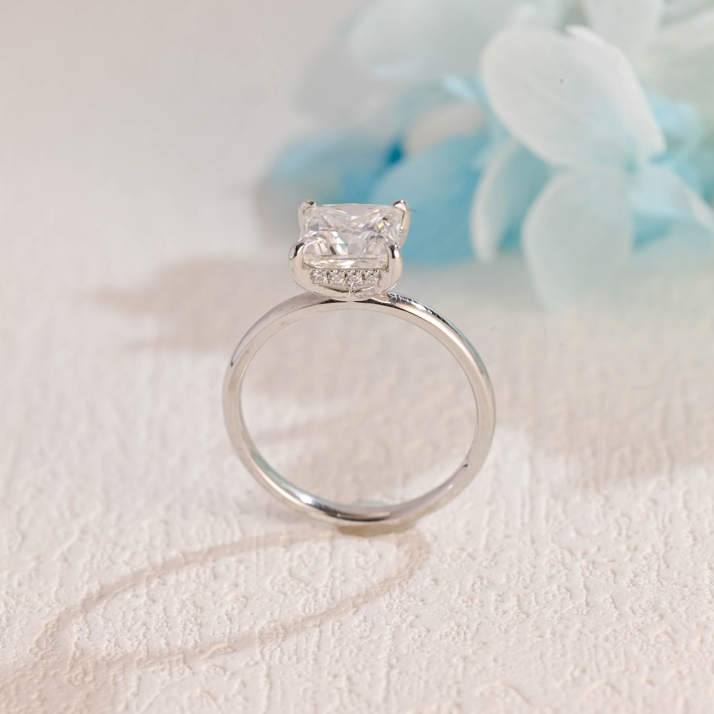 CausYou princess cut moissanite engagement ring CausYou Solid Gold Princess Moissanite Engagement Ring, Hidden Halo Square Cut Wedding Ring Promise Ring for Women
