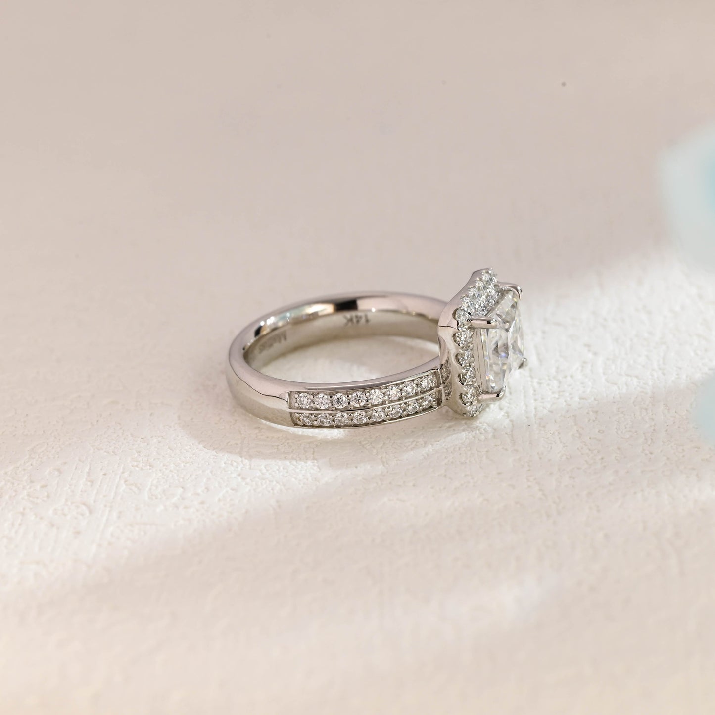 CausYou princess cut moissanite engagement ring Solid Gold Off-Centre Princess Cut Moissanite Engagement Ring, Promise Ring, Wedding Ring for Woman Wife