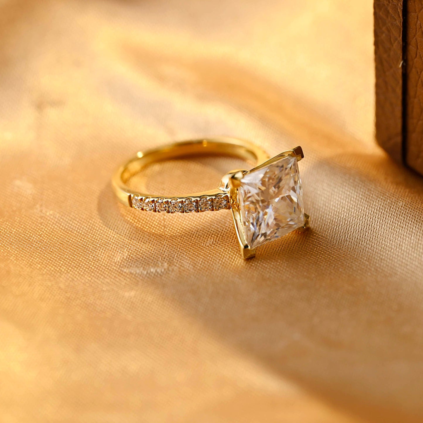 CausYou princess cut moissanite engagement ring Solid Gold Princess Cut Moissanite Engagement Ring, Paved Promise Ring, Proposal Ring, Gift for Women, Wife
