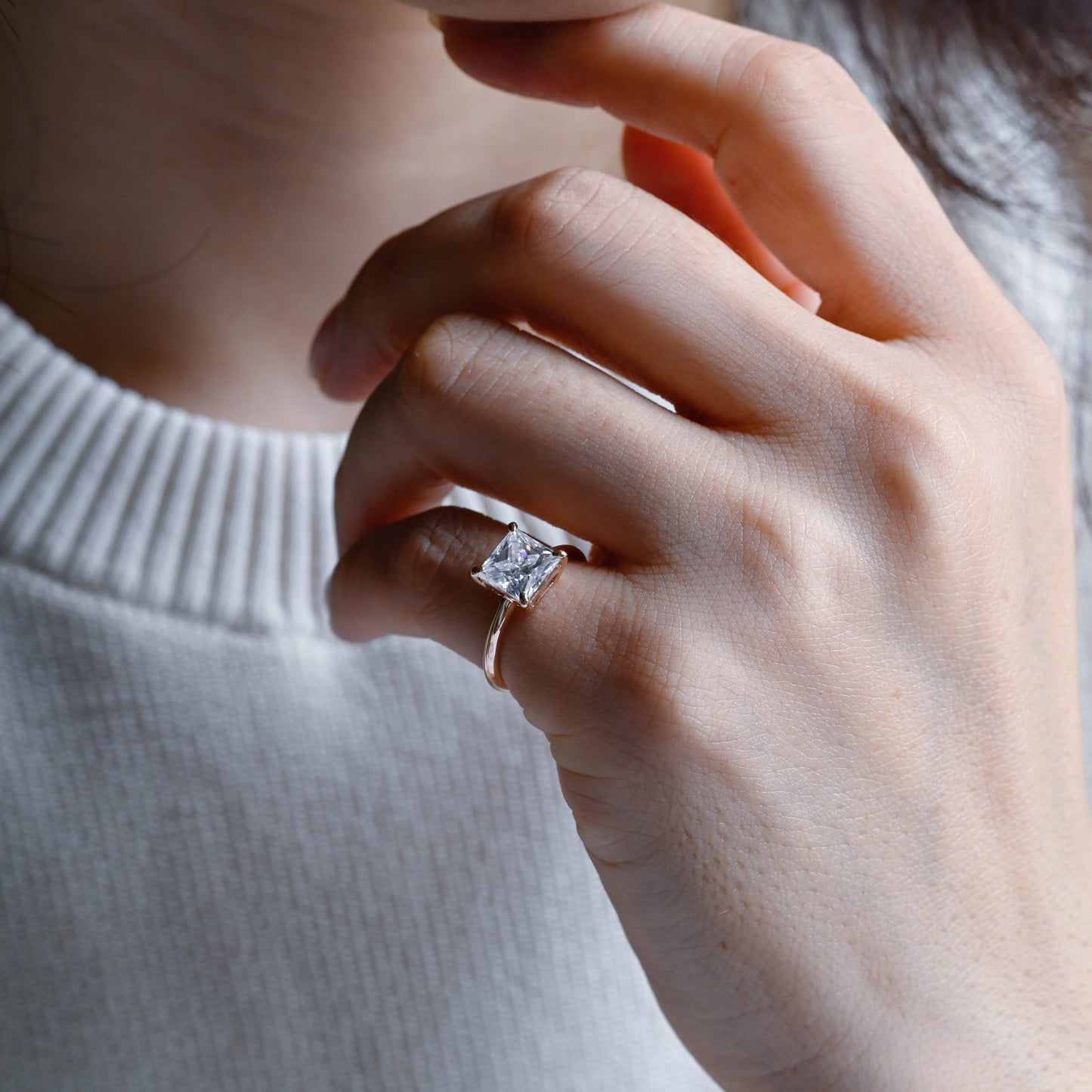 CausYou princess cut moissanite engagement ring Solid Gold Princess Cut Moissanite Engagement Ring, Solitaire Promise Ring, Proposal Ring, Gift for Woman, Wife