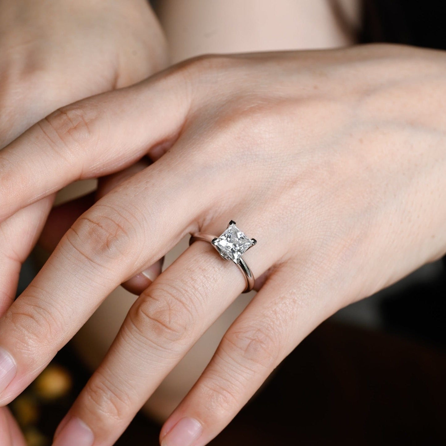 CausYou princess cut moissanite engagement ring Solid Gold Princess Cut Moissanite Engagement Ring, Solitaire Wedding Ring, Promise Ring, Gift for Women, Wife