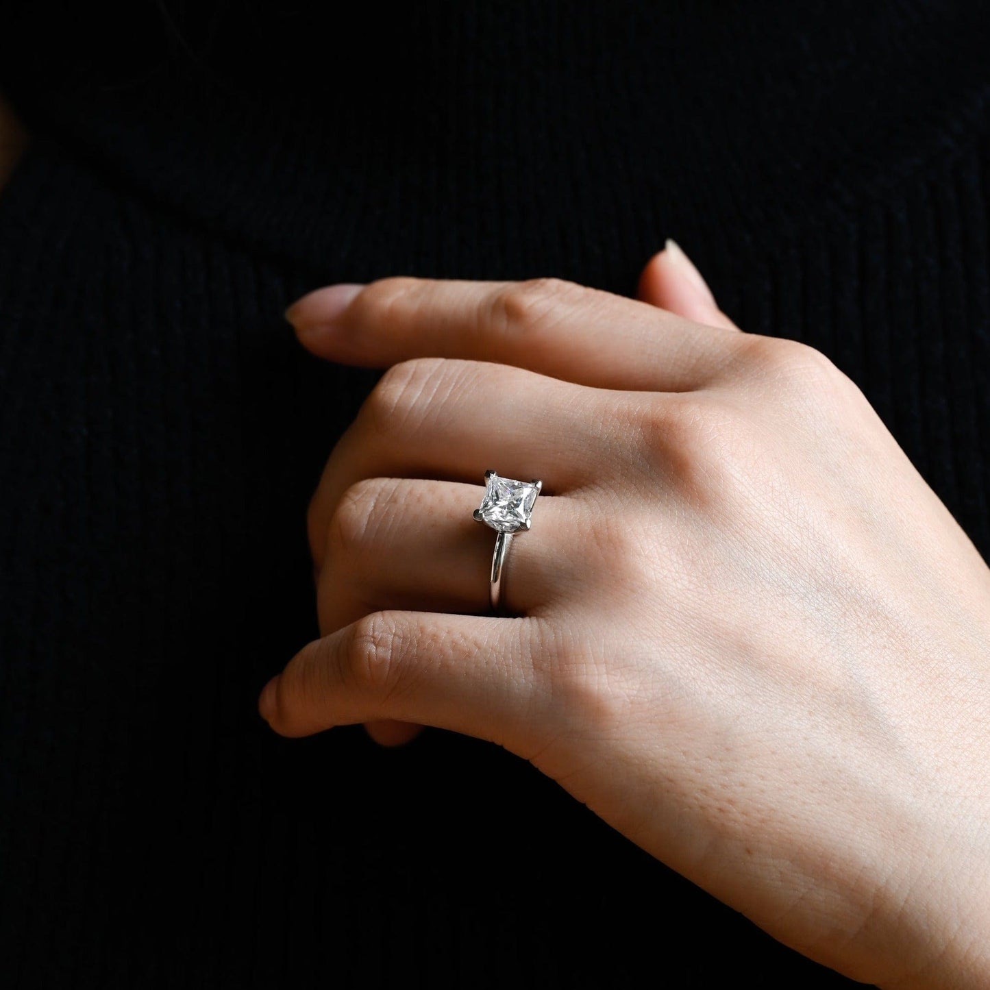 CausYou princess cut moissanite engagement ring Solid Gold Princess Cut Moissanite Engagement Ring, Solitaire Wedding Ring, Promise Ring, Gift for Women, Wife
