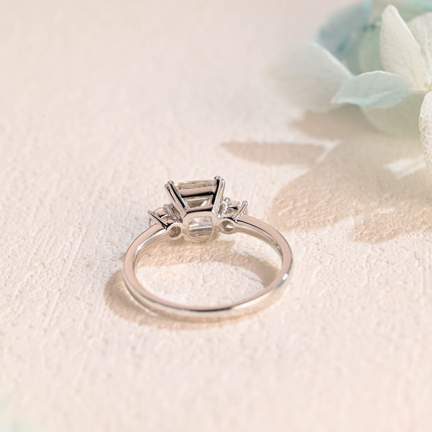 CausYou princess cut moissanite engagement ring Solid Gold Princess Cut Moissanite Engagement Ring, Three Stone Promise Ring, Proposal Ring, Anniversary Gift for Women Wife