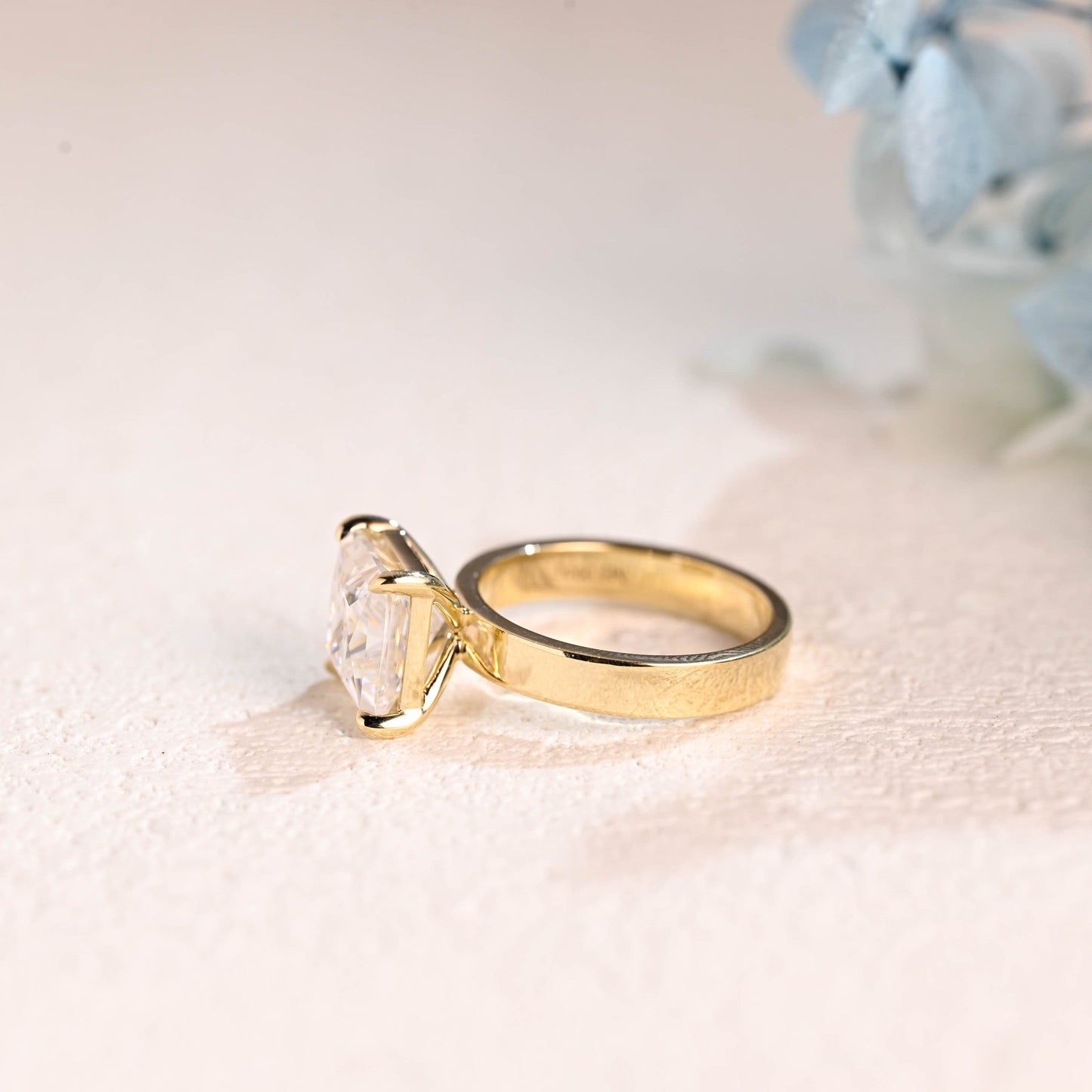 CausYou princess cut moissanite engagement ring Solid Gold Solitaire Princess Cut Moissanite Engagement Ring