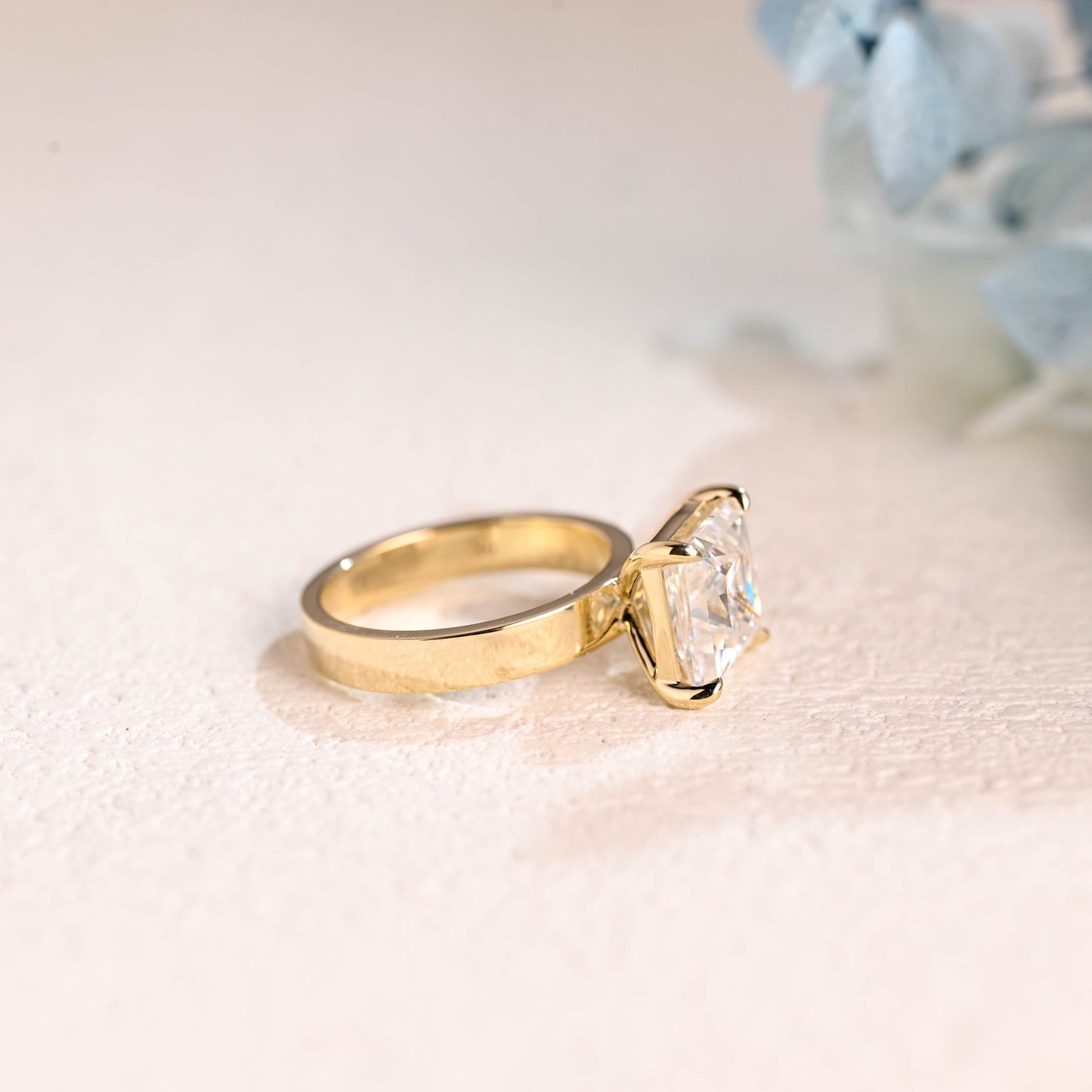 CausYou princess cut moissanite engagement ring Solid Gold Solitaire Princess Cut Moissanite Engagement Ring