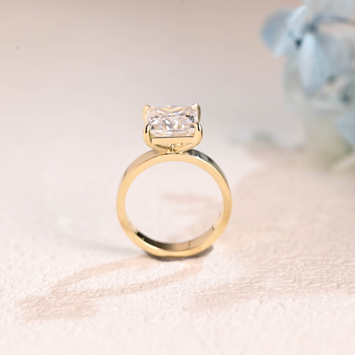 CausYou princess cut moissanite engagement ring Solid Gold Solitaire Princess Cut Moissanite Engagement Ring