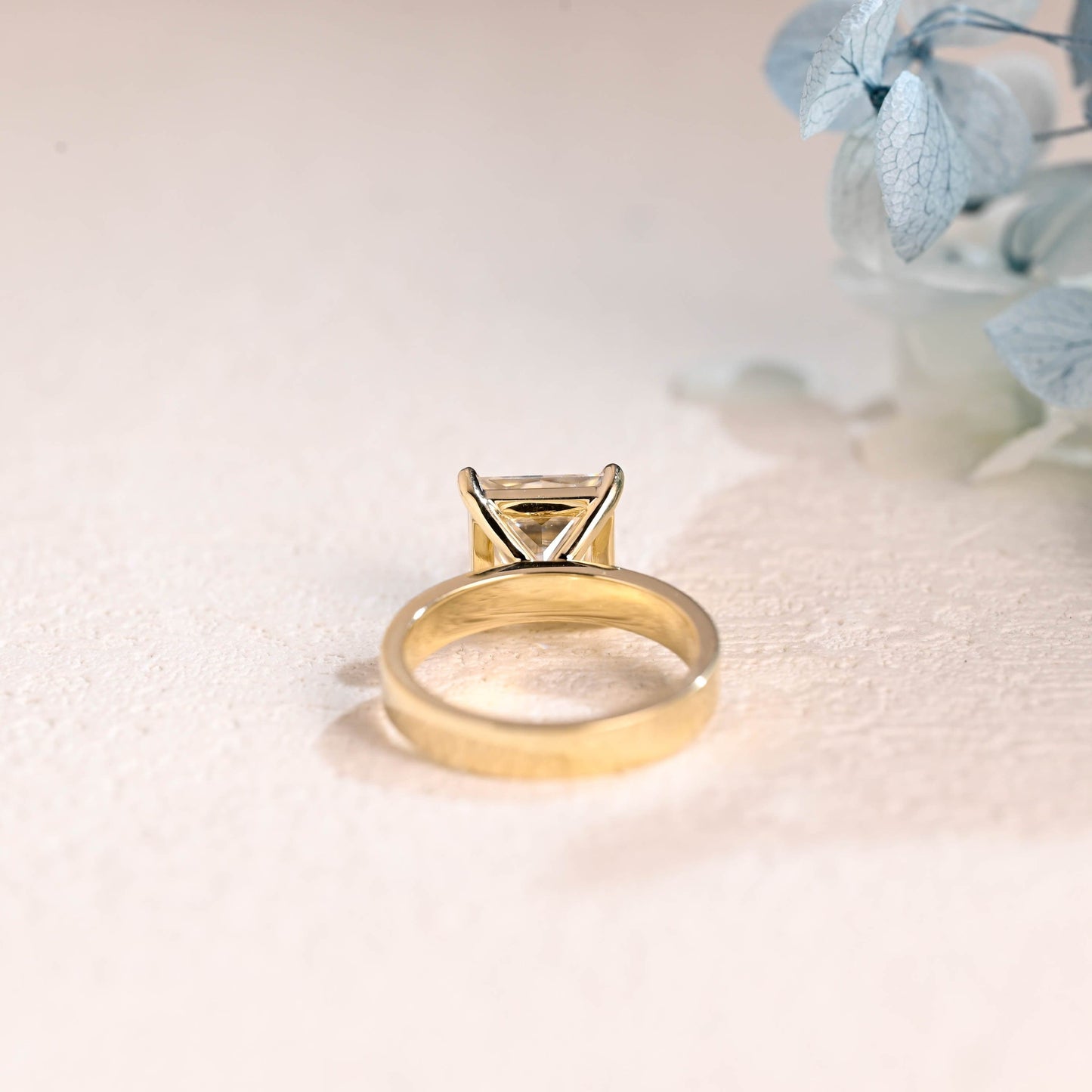 CausYou princess cut moissanite engagement ring Solid Gold Solitaire Princess Cut Moissanite Engagement Ring