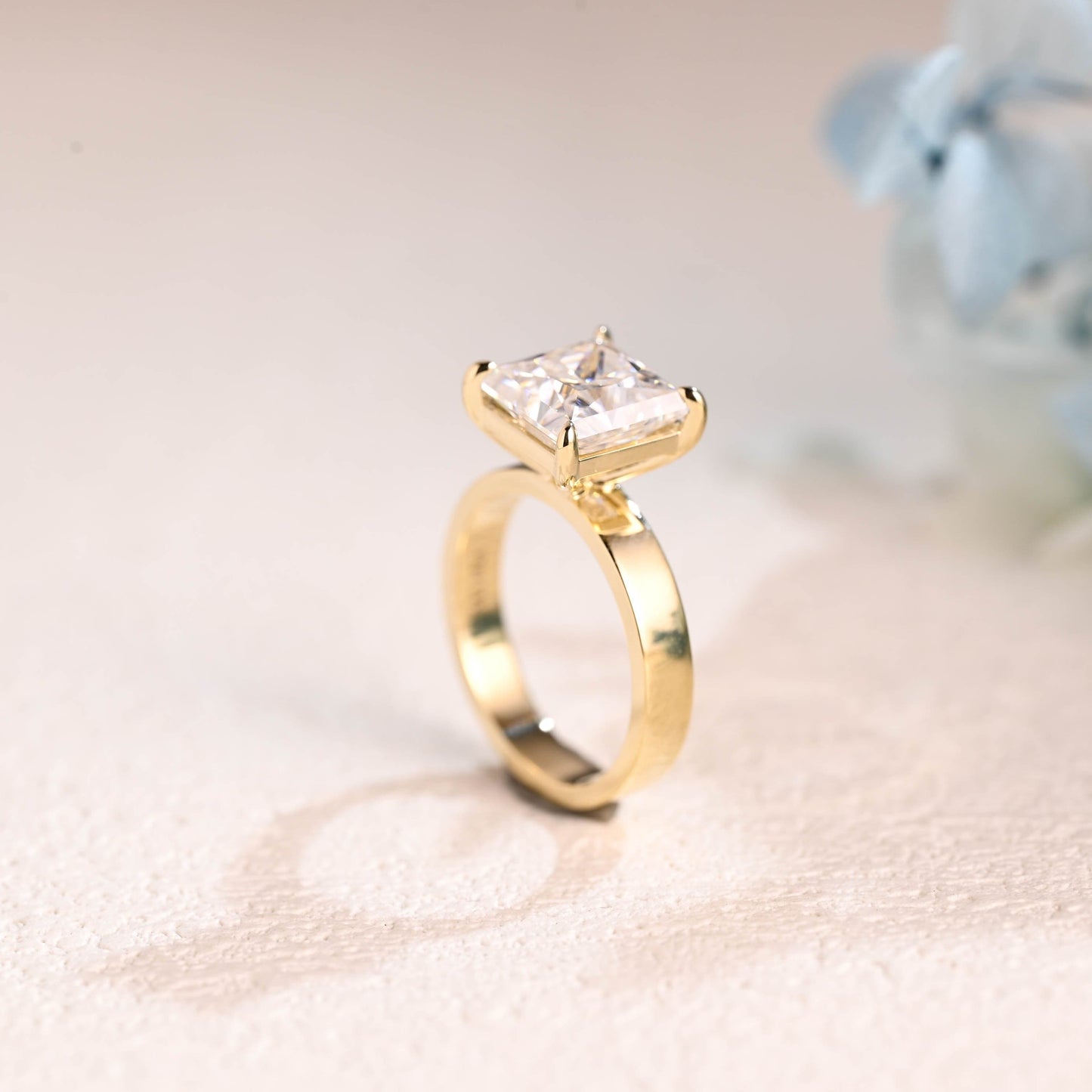 CausYou princess cut moissanite engagement ring Solid Gold Solitaire Princess Cut Moissanite Engagement Ring