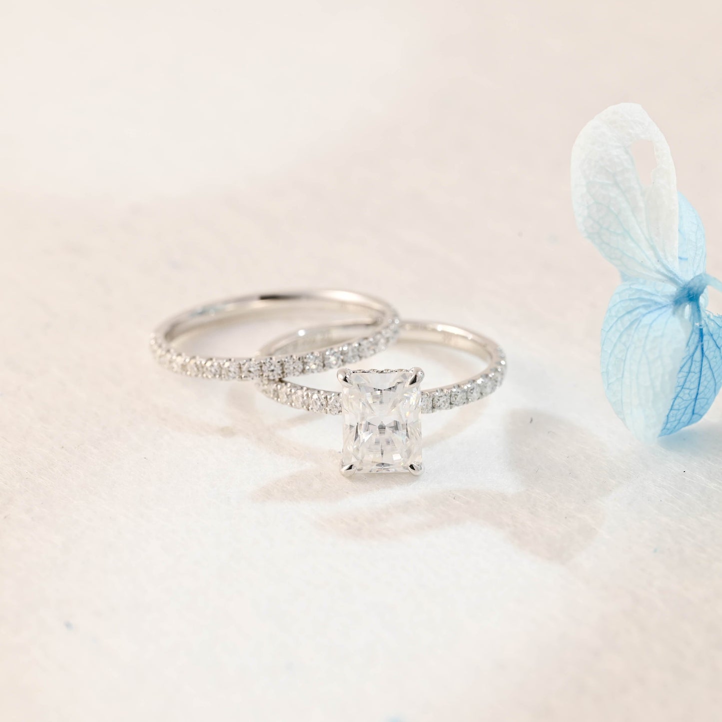 CausYou radiant cut bridal set CausYou Solid Gold Radiant Cut Moissanite Engagement Ring Set Wedding Ring Set, Bridal Set for Woman Wife