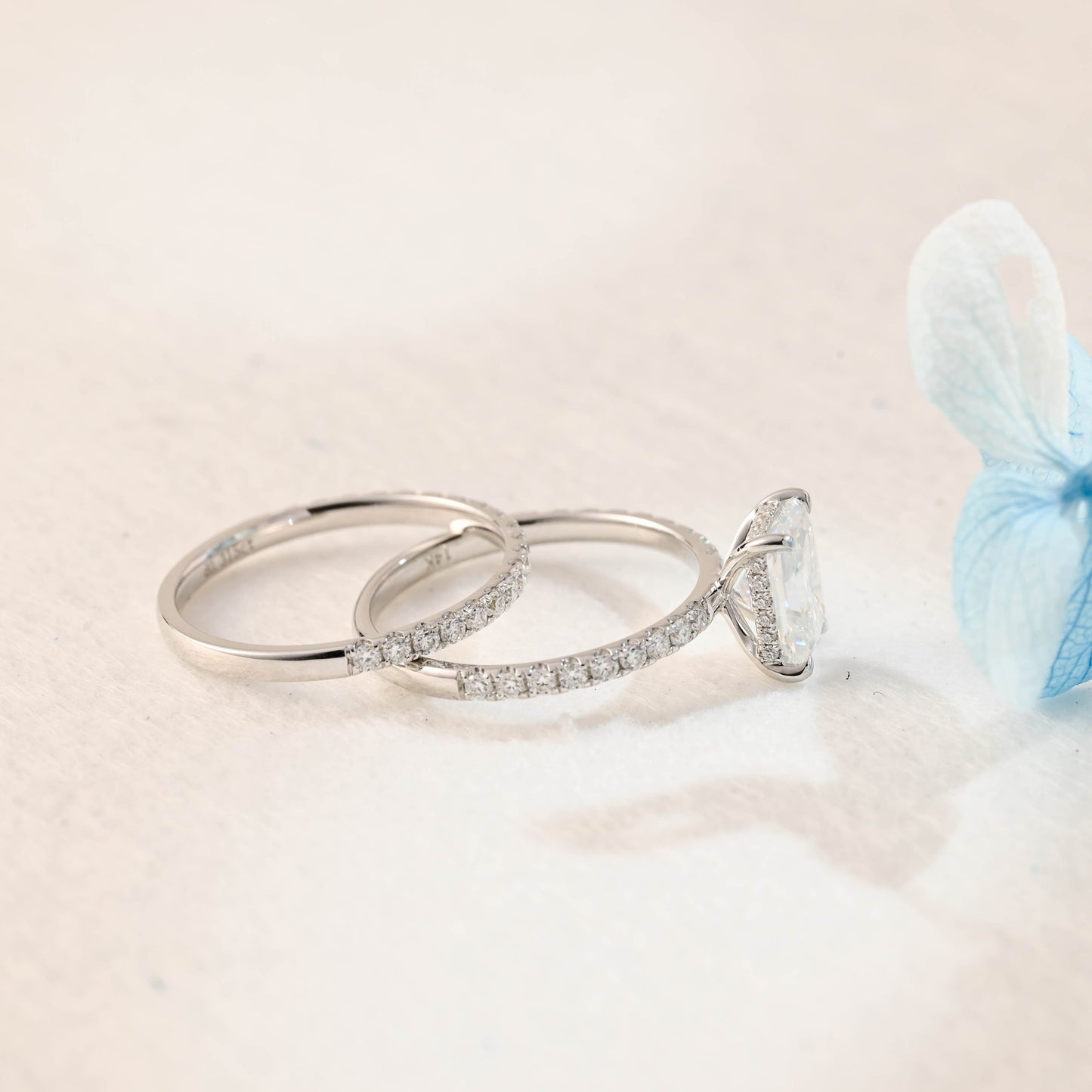 CausYou radiant cut bridal set CausYou Solid Gold Radiant Cut Moissanite Engagement Ring Set Wedding Ring Set, Bridal Set for Woman Wife