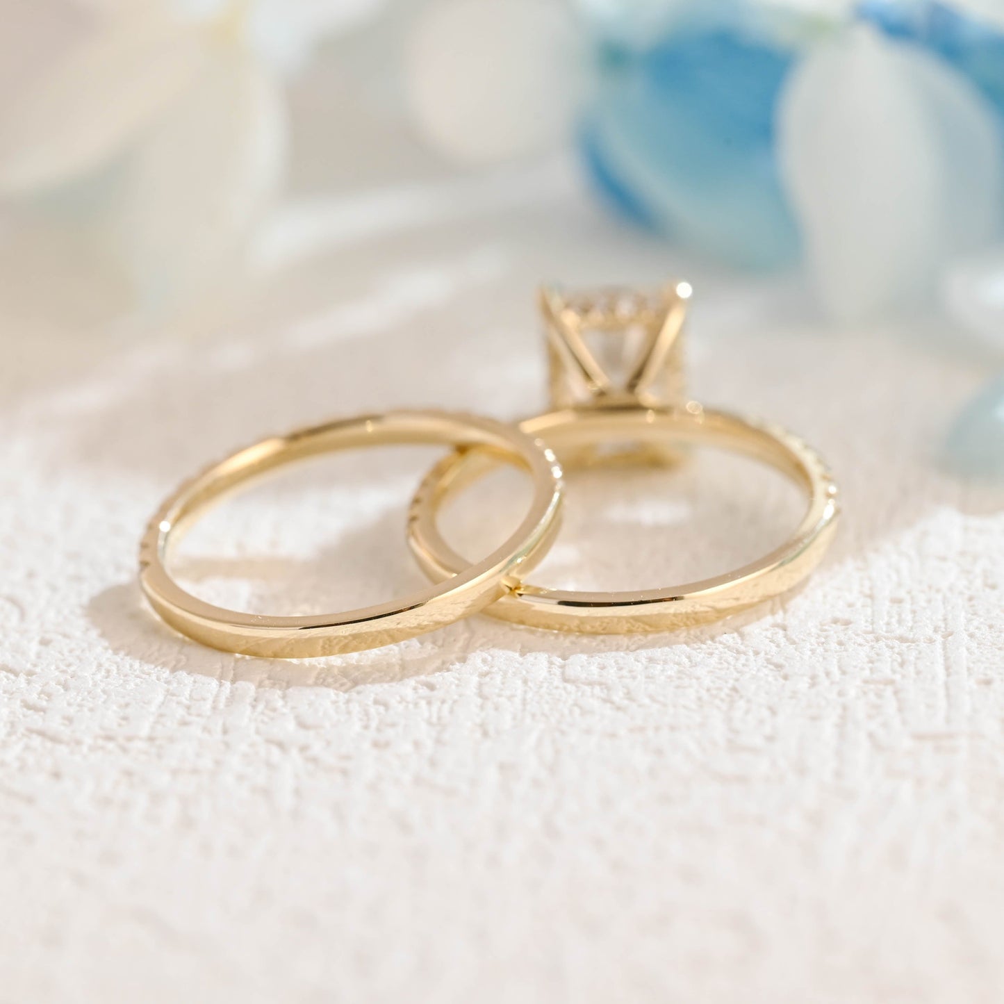 CausYou radiant cut bridal set CausYou Solid Gold Radiant Cut Moissanite Engagement Ring Set Wedding Ring Set, Bridal Set for Woman Wife