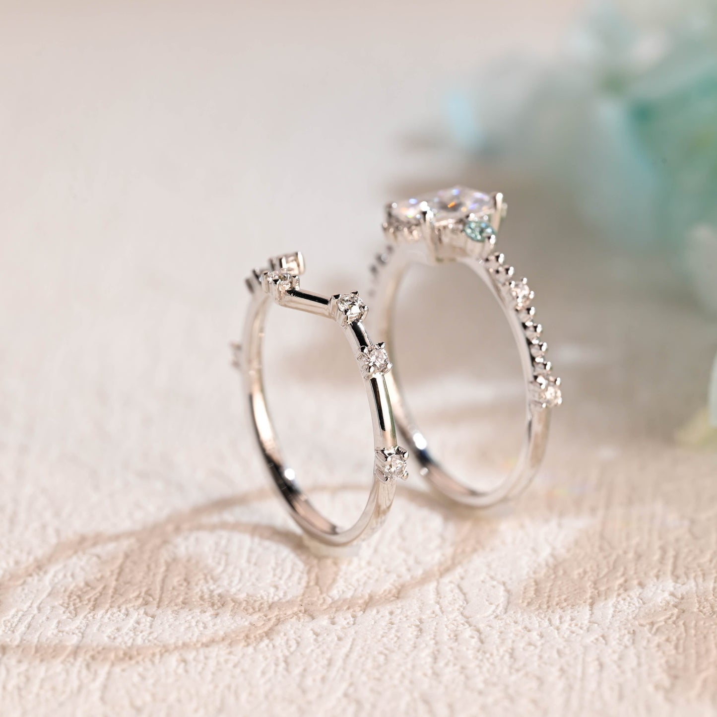 CausYou radiant cut bridal set Solid Gold Radiant Cut Moissanite Engagement Ring and Wedding Ring Set, Bridal Set, Gift for Woman, Wife