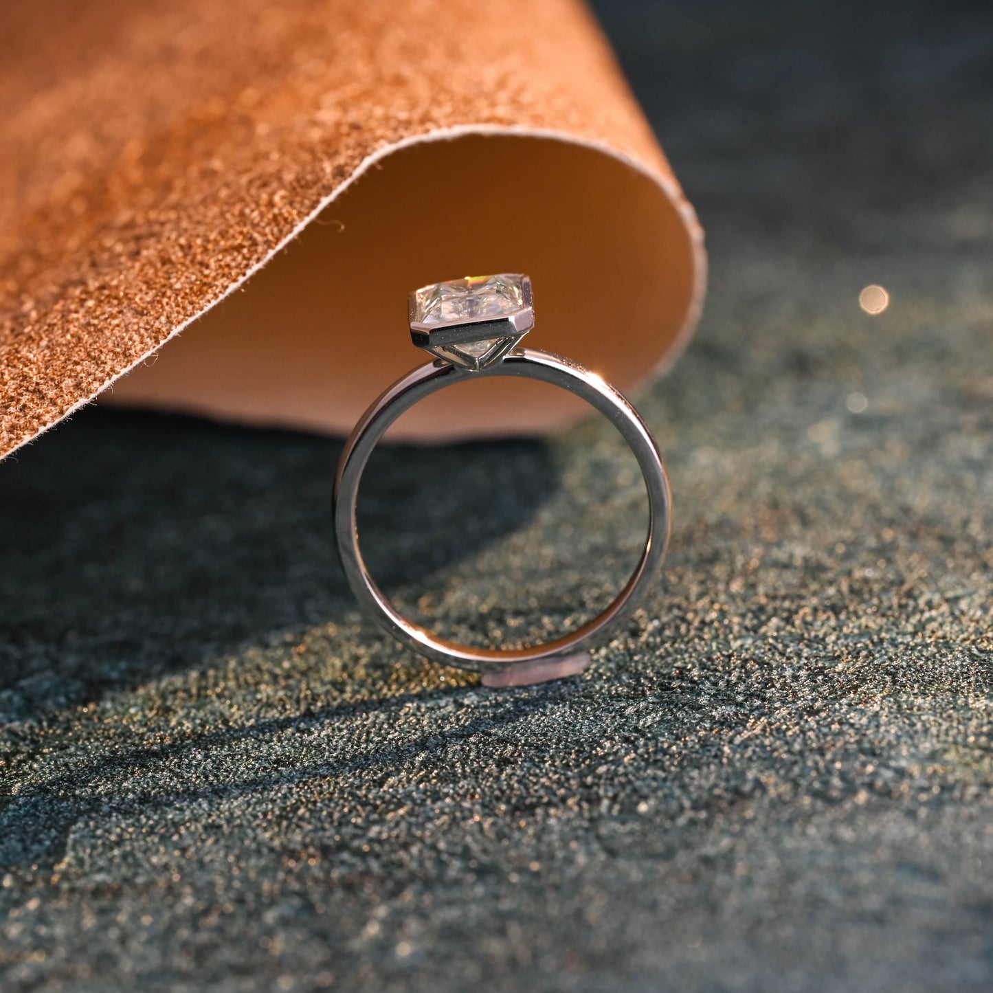 CausYou radiant cut diamond engagement ring CausYou Solid Gold D/VS1 Bezel Radiant Cut Lab Grown Diamond Engagement Ring, Solitaire Bridal Ring for Her