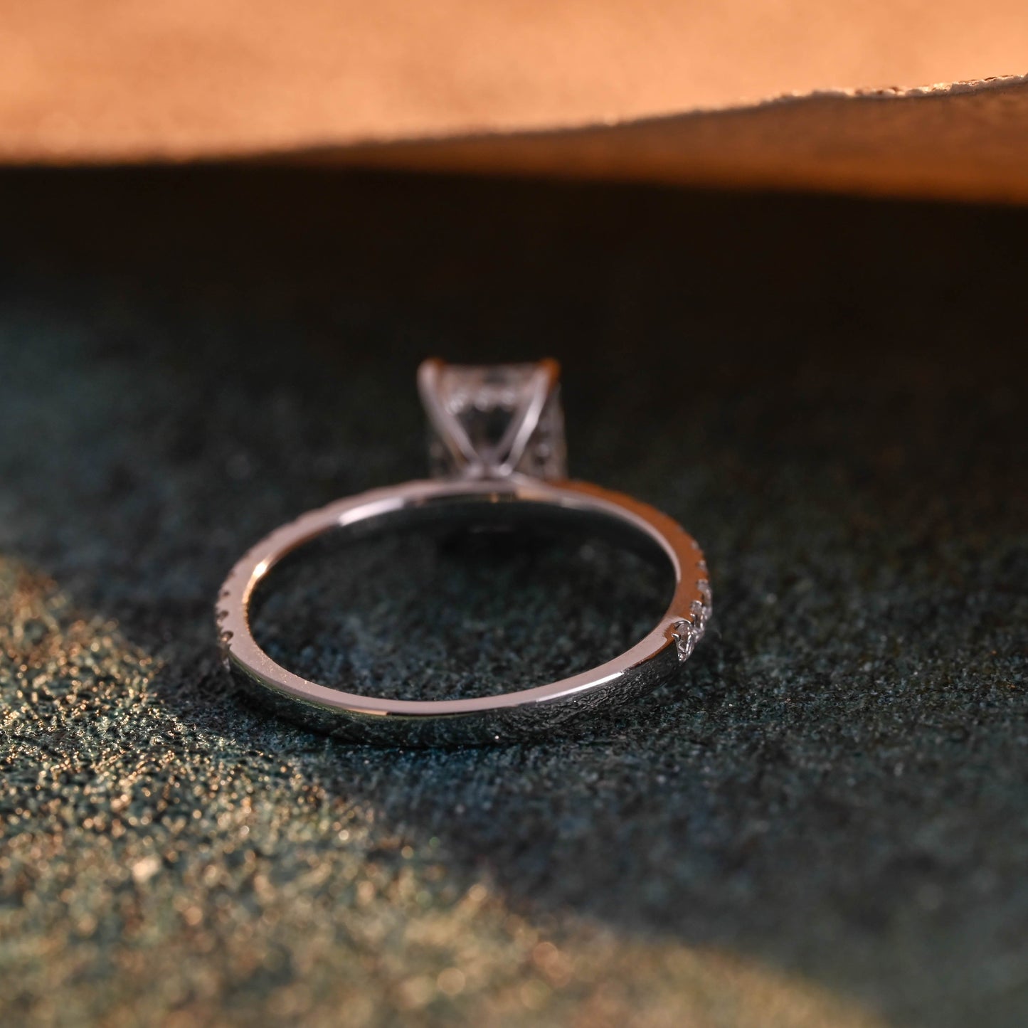 CausYou radiant cut diamond engagement ring CausYou Solid Gold D/VS1 Radiant Cut Lab Grown Diamond Engagement Ring, Half Pave Hidden Halo Bridal Ring