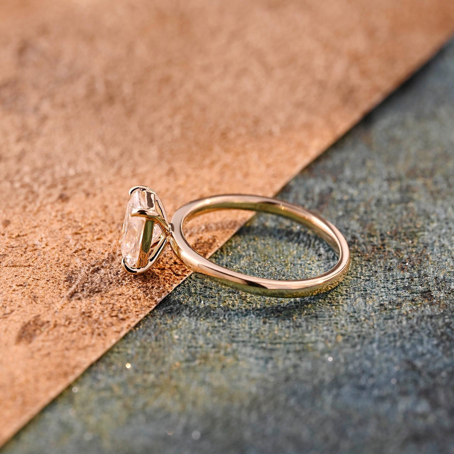 CausYou radiant cut diamond engagement ring CausYou Solid Gold D/VS1 Radiant Cut Lab Grown Diamond Engagement Ring, Solitaire Classic Wedding Bridal Ring