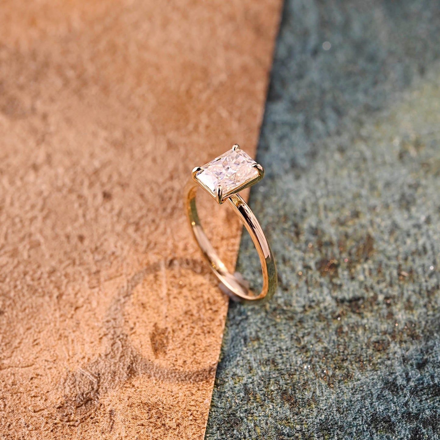 CausYou radiant cut diamond engagement ring CausYou Solid Gold D/VS1 Radiant Cut Lab Grown Diamond Engagement Ring, Solitaire Classic Wedding Bridal Ring