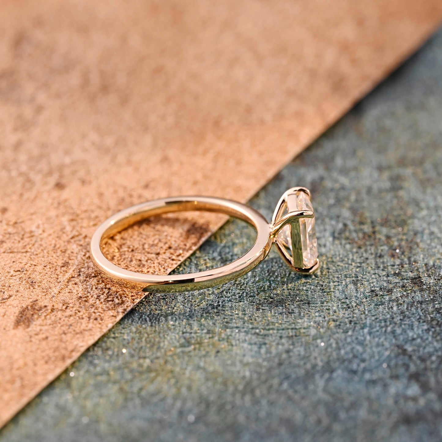 CausYou radiant cut diamond engagement ring CausYou Solid Gold D/VS1 Radiant Cut Lab Grown Diamond Engagement Ring, Solitaire Classic Wedding Bridal Ring