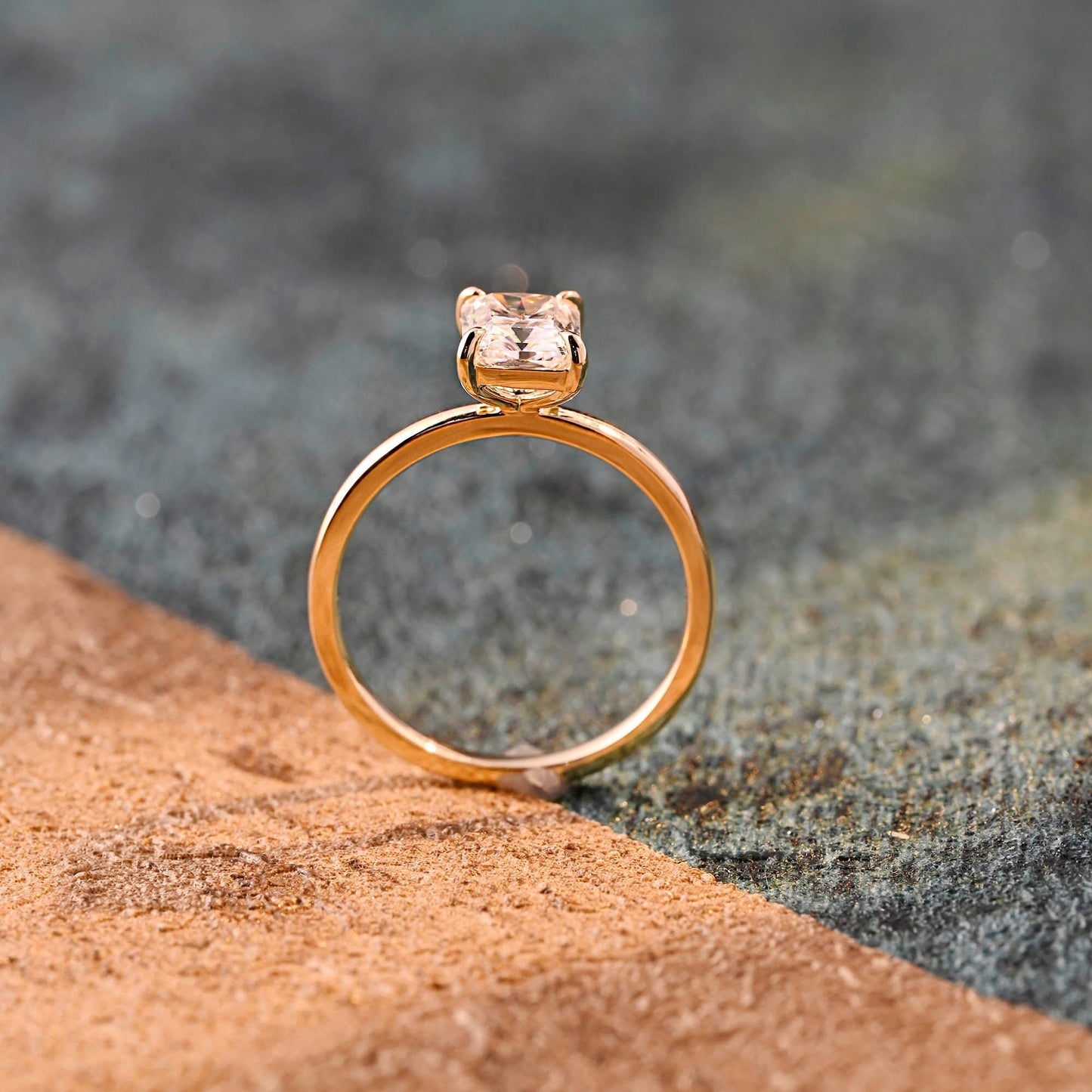 CausYou radiant cut diamond engagement ring CausYou Solid Gold D/VS1 Radiant Cut Lab Grown Diamond Engagement Ring, Solitaire Classic Wedding Bridal Ring