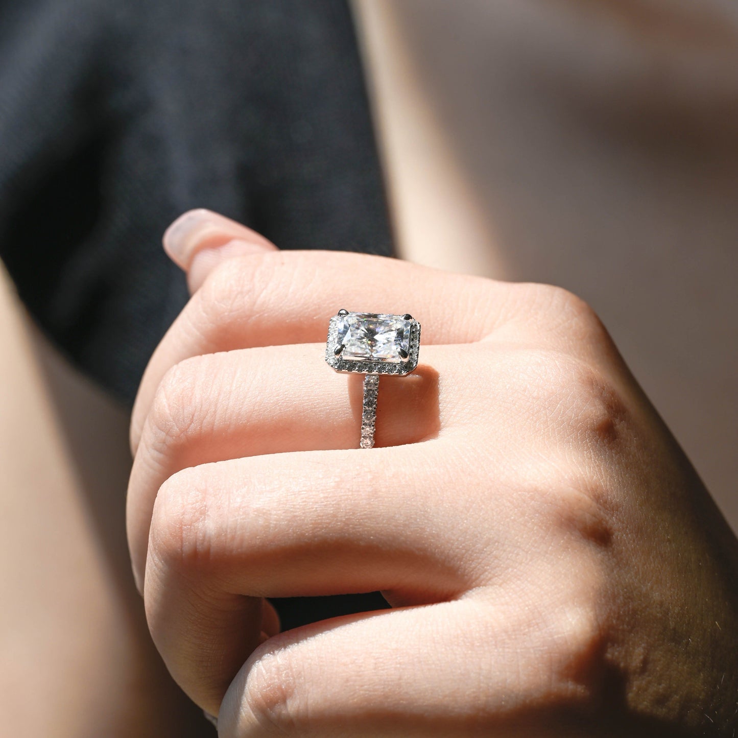 CausYou radiant cut diamond engagement ring Solid Gold D/VS1 Radiant Cut Lab Grown Diamond Engagement Ring, Promise Ring, Gift for Wife
