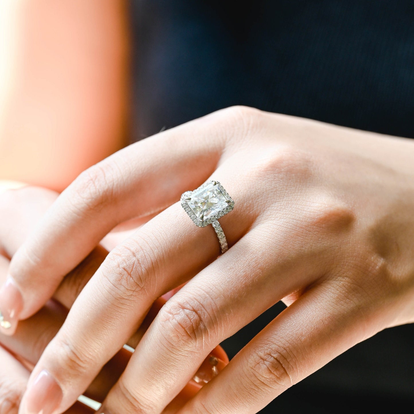 CausYou radiant cut diamond engagement ring Solid Gold D/VS1 Radiant Cut Lab Grown Diamond Engagement Ring, Promise Ring, Gift for Wife