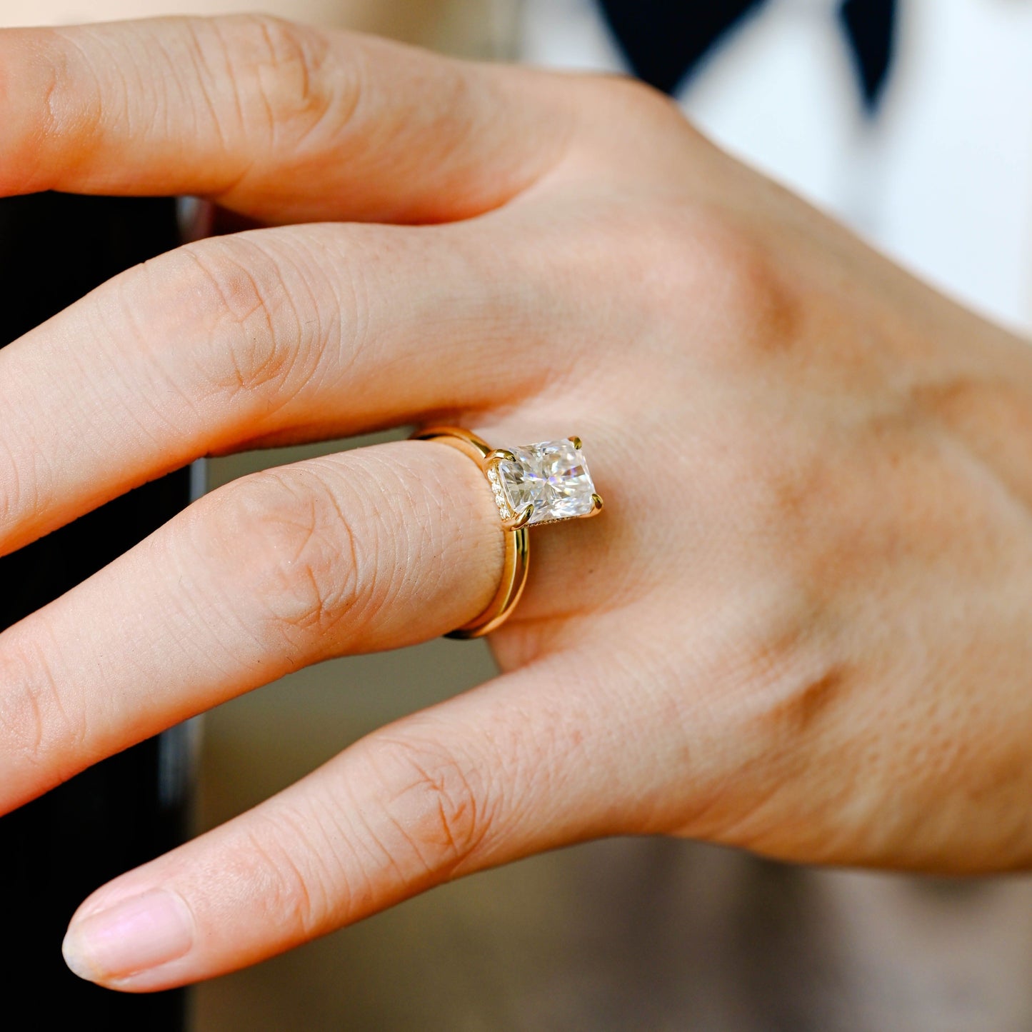 CausYou radiant cut diamond engagement ring Solid Gold D/VS1 Radiant Cut Lab Grown Diamond Engagement Ring, Promise Ring, Gift for Women Wife