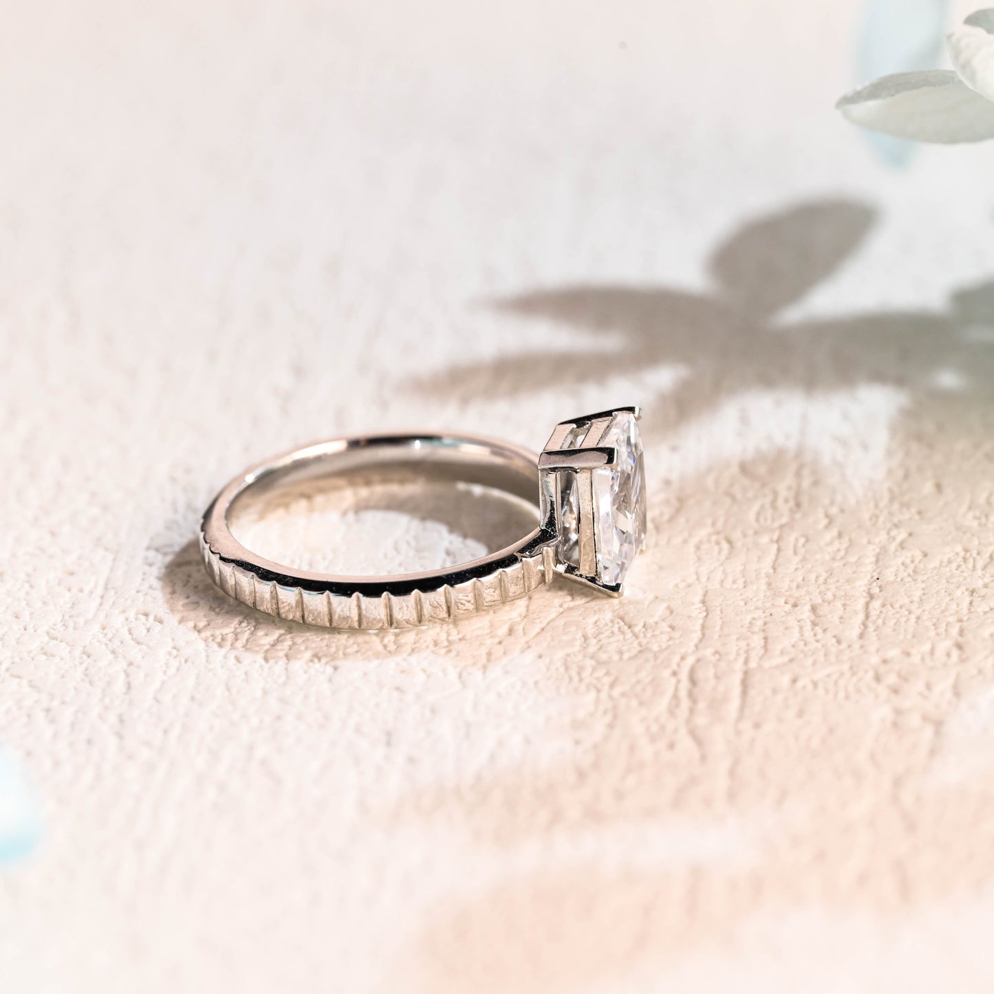 CausYou radiant cut moissanite engagement ring Solid Gold 2.5mm Width Radiant Cut Moissanite Engagement Ring, Solitaire Promise Ring, Proposal Ring, Gift for Women Wife