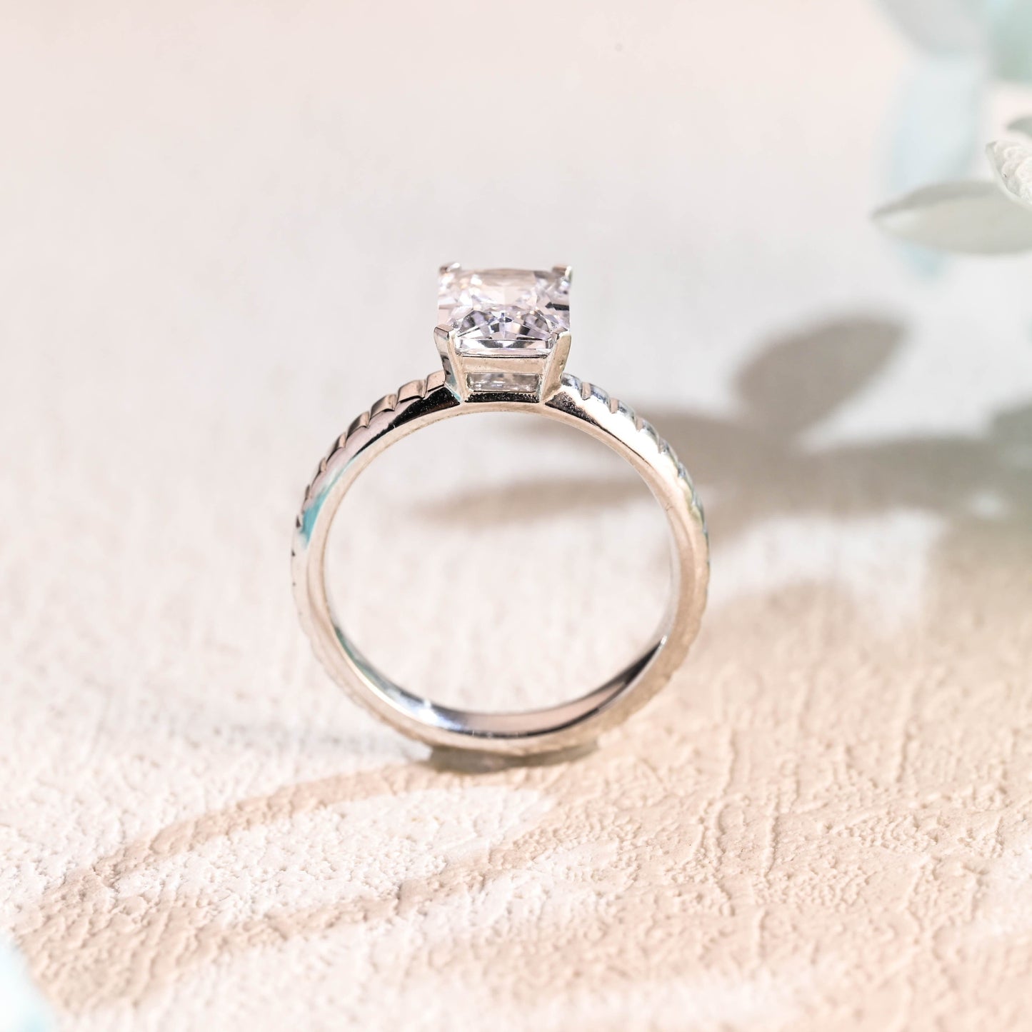 CausYou radiant cut moissanite engagement ring Solid Gold 2.5mm Width Radiant Cut Moissanite Engagement Ring, Solitaire Promise Ring, Proposal Ring, Gift for Women Wife