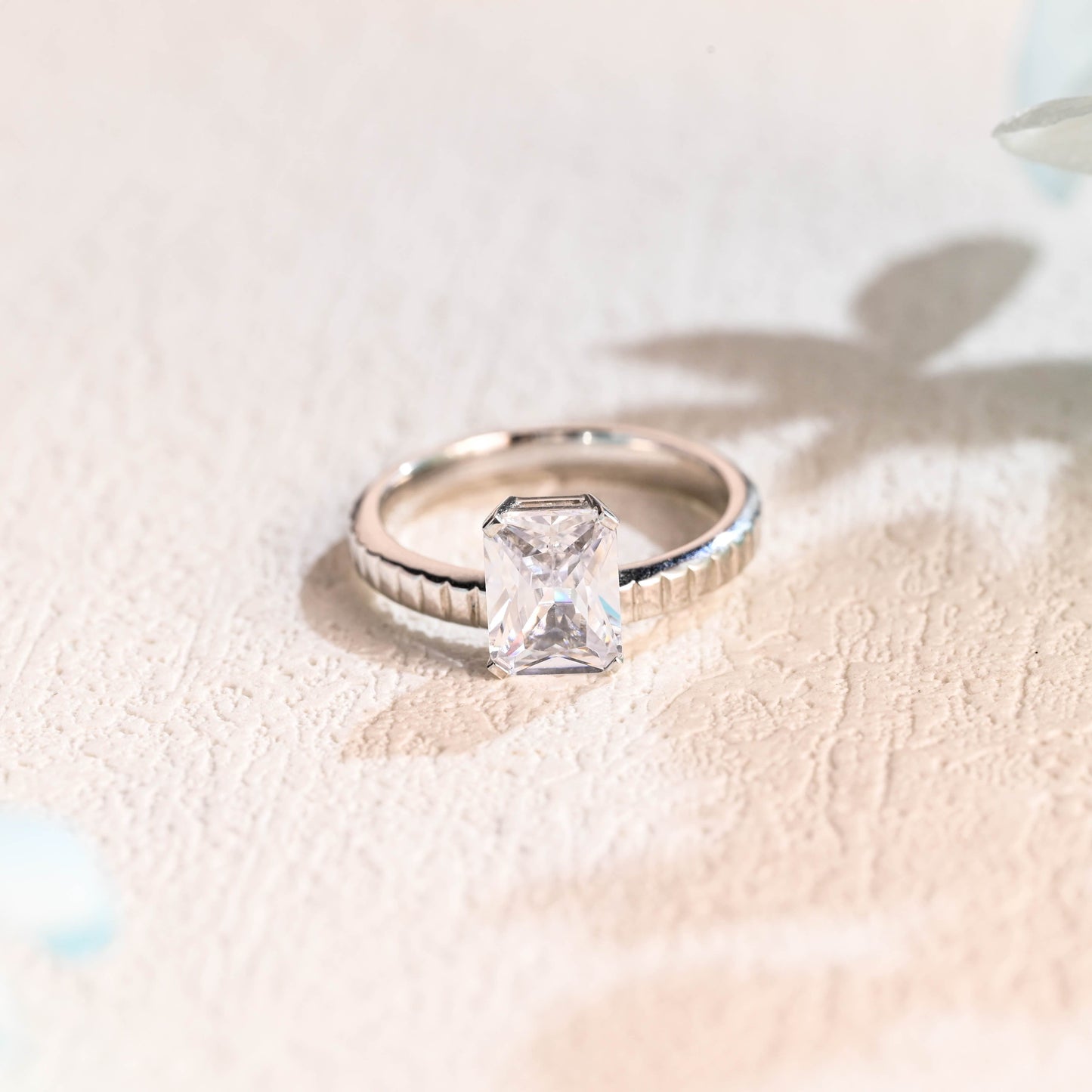 CausYou radiant cut moissanite engagement ring Solid Gold 2.5mm Width Radiant Cut Moissanite Engagement Ring, Solitaire Promise Ring, Proposal Ring, Gift for Women Wife