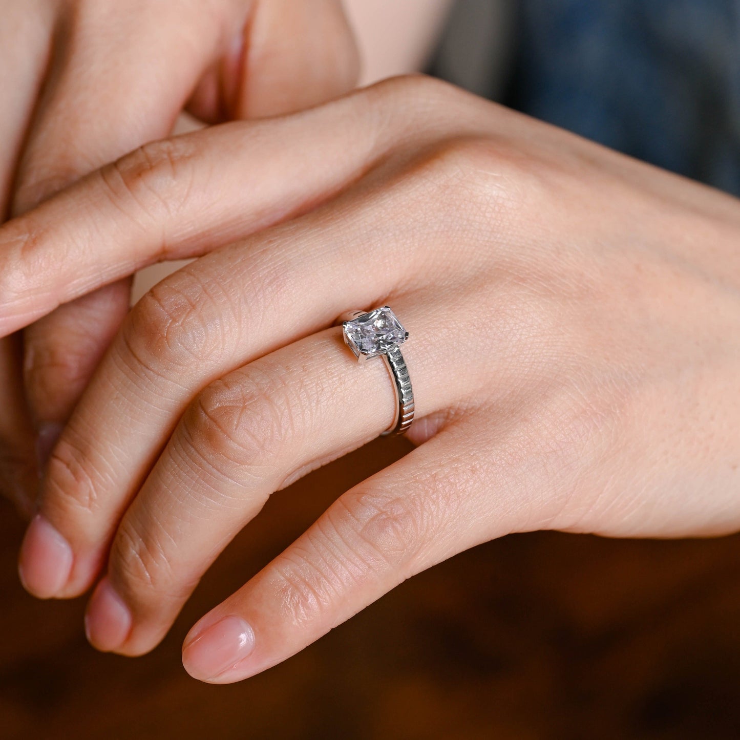 CausYou radiant cut moissanite engagement ring Solid Gold 2.5mm Width Radiant Cut Moissanite Engagement Ring, Solitaire Promise Ring, Proposal Ring, Gift for Women Wife