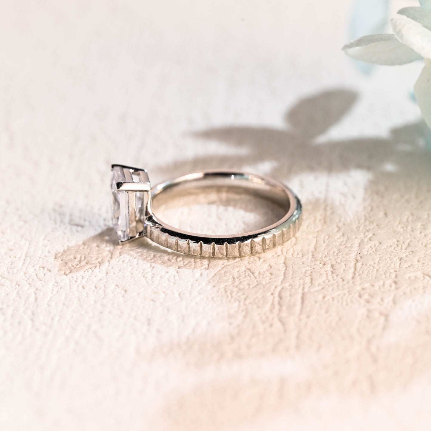 CausYou radiant cut moissanite engagement ring Solid Gold 2.5mm Width Radiant Cut Moissanite Engagement Ring, Solitaire Promise Ring, Proposal Ring, Gift for Women Wife