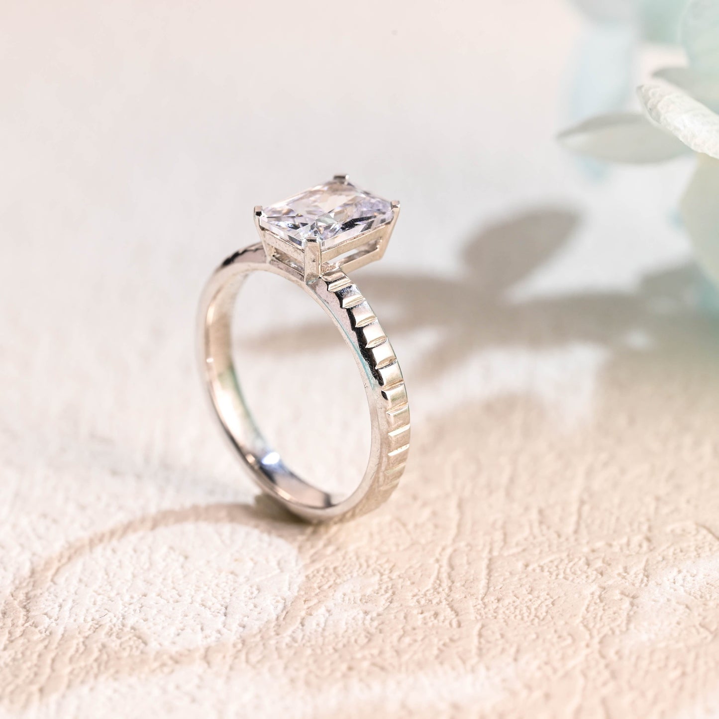 CausYou radiant cut moissanite engagement ring Solid Gold 2.5mm Width Radiant Cut Moissanite Engagement Ring, Solitaire Promise Ring, Proposal Ring, Gift for Women Wife