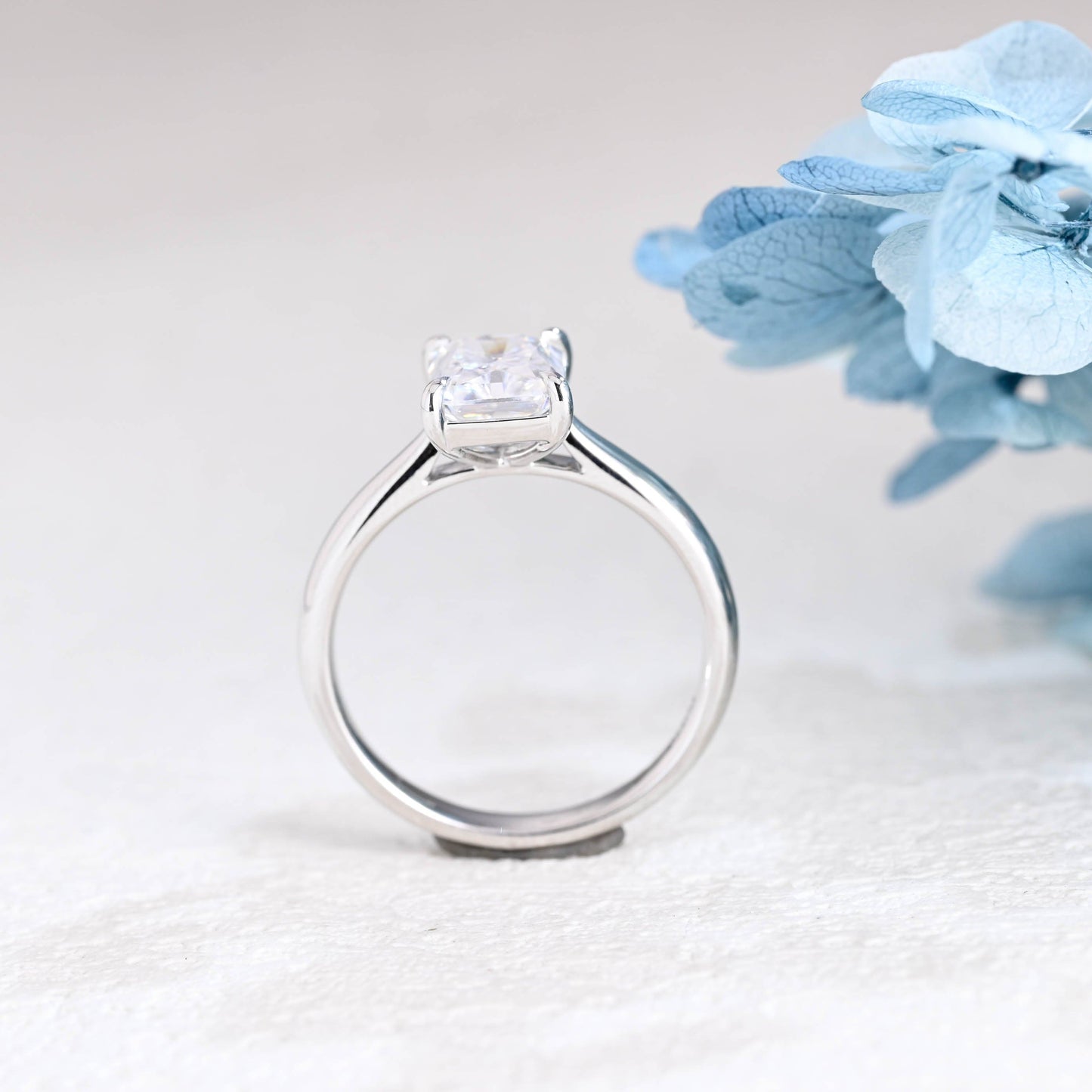 CausYou radiant cut moissanite engagement ring Solid Gold 2.8mm Width Radiant Cut Moissanite Engagement Ring Cathedral Setting