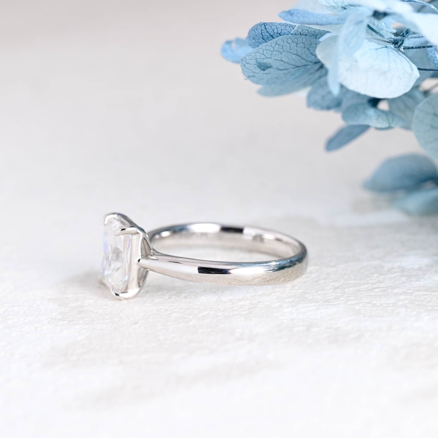 CausYou radiant cut moissanite engagement ring Solid Gold 2.8mm Width Radiant Cut Moissanite Engagement Ring Cathedral Setting