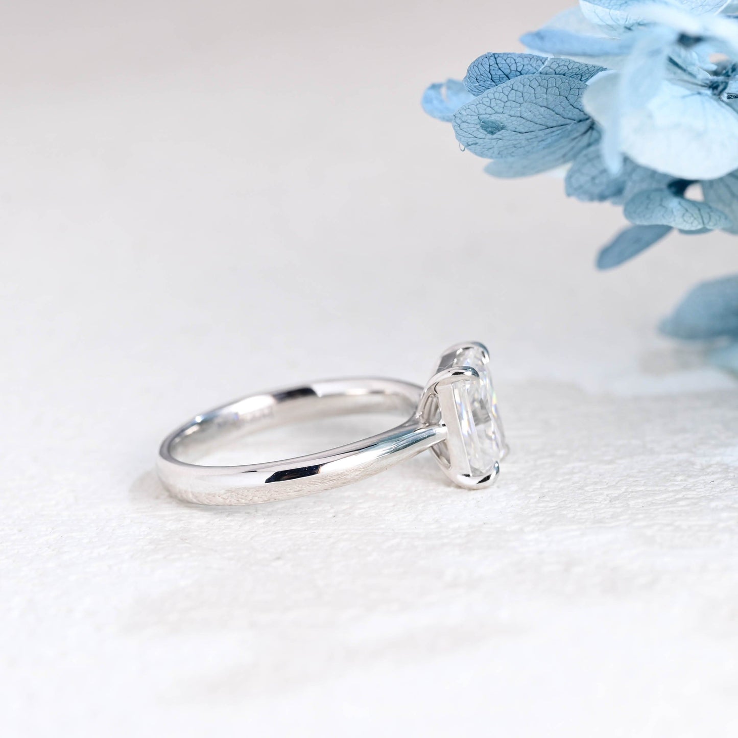 CausYou radiant cut moissanite engagement ring Solid Gold 2.8mm Width Radiant Cut Moissanite Engagement Ring Cathedral Setting