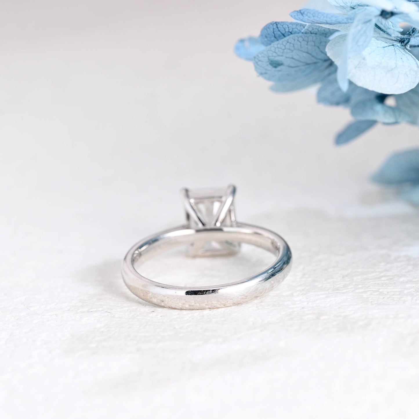 CausYou radiant cut moissanite engagement ring Solid Gold 2.8mm Width Radiant Cut Moissanite Engagement Ring Cathedral Setting