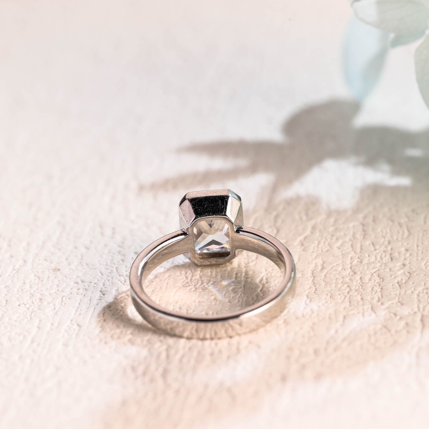 CausYou Radiant Cut Moissanite Engagement Ring Solid Gold 3mm Width Radiant Cut Moissanite Engagement Ring, Solitaire Bezel Promise Ring, Gift for Women Wife