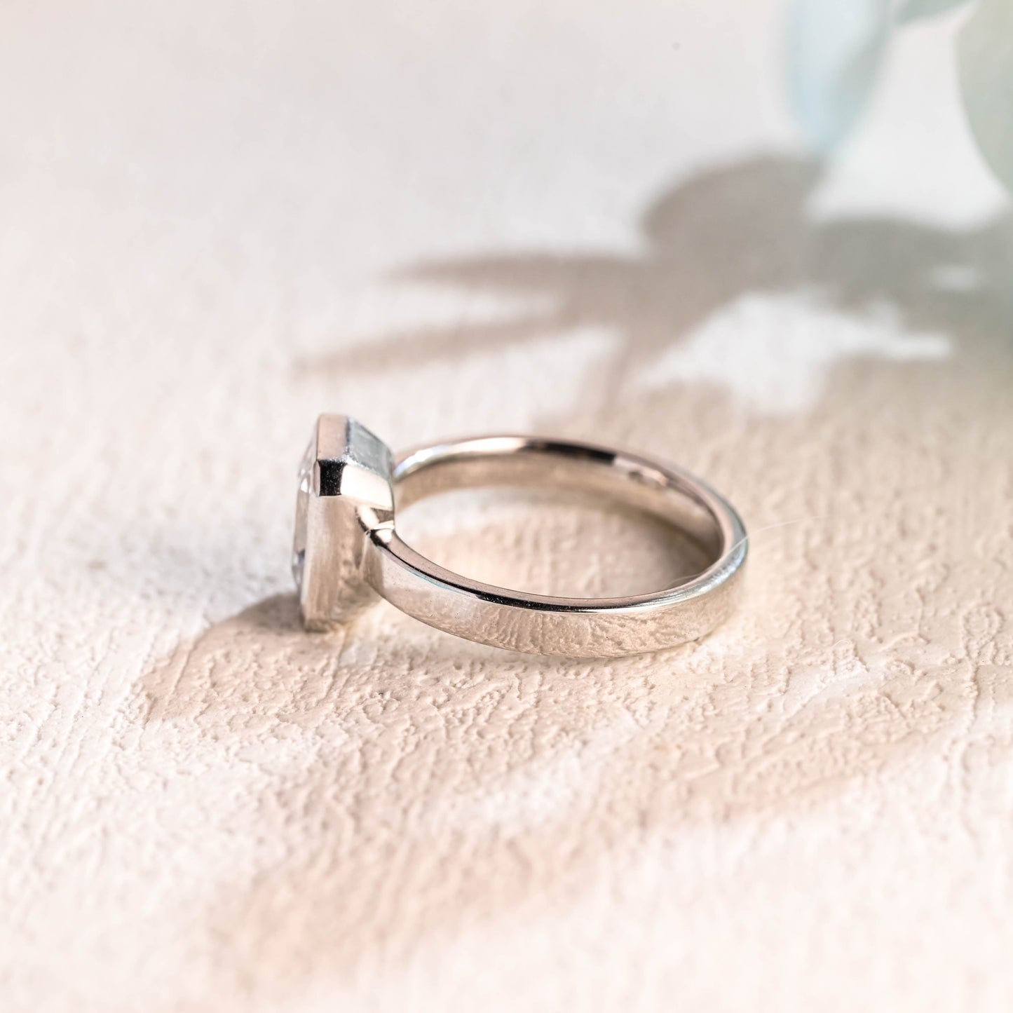 CausYou Radiant Cut Moissanite Engagement Ring Solid Gold 3mm Width Radiant Cut Moissanite Engagement Ring, Solitaire Bezel Promise Ring, Gift for Women Wife
