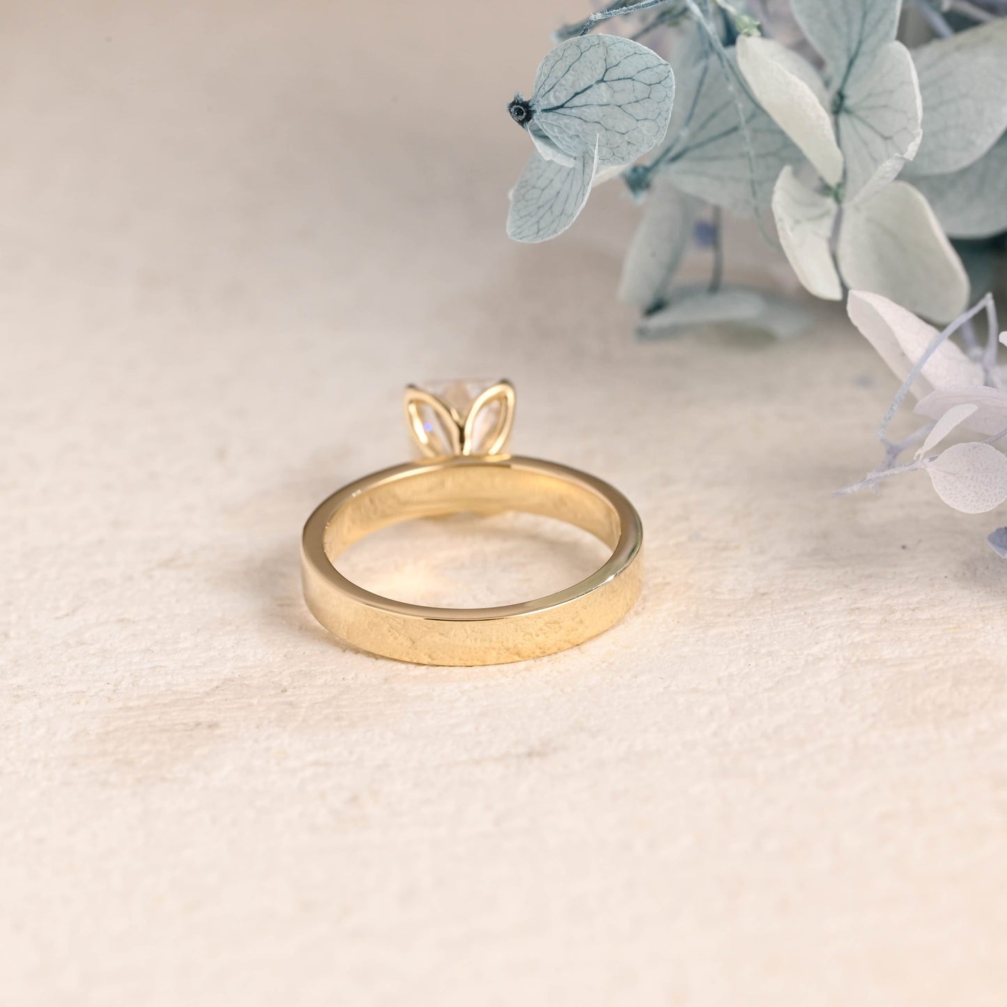 CausYou Radiant Cut Moissanite Engagement Ring Solid Gold 3mm Width Solitaire Radiant Cut Moissanite Engagement Ring