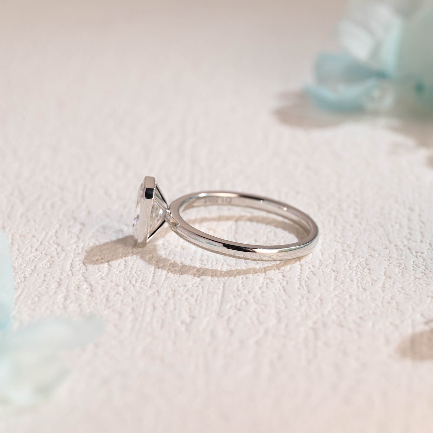 CausYou Radiant Cut Moissanite Engagement Ring Solid Gold Crushed Ice Radiant Cut Engagement Ring, Solitaire Bezel Promise Ring, Proposal Ring, Gift for Women Wife