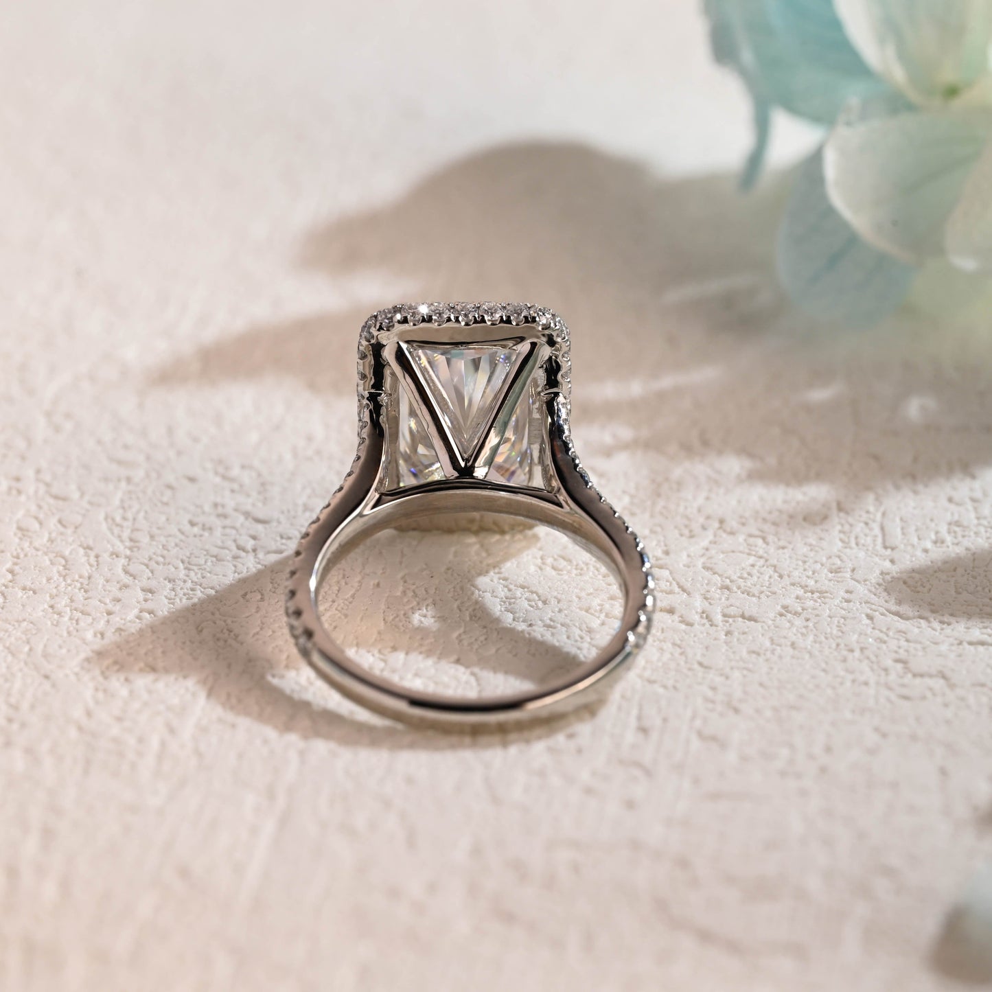 CausYou Radiant Cut Moissanite Engagement Ring Solid Gold Crushed Ice Radiant Cut Moissanite Engagement Ring, Promise Ring, Gift for Women Wife