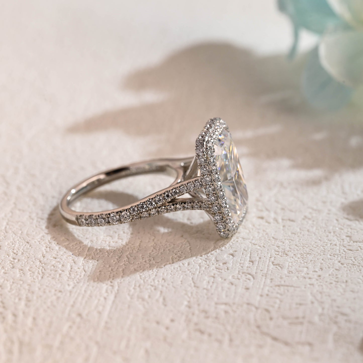 CausYou Radiant Cut Moissanite Engagement Ring Solid Gold Crushed Ice Radiant Cut Moissanite Engagement Ring, Promise Ring, Gift for Women Wife
